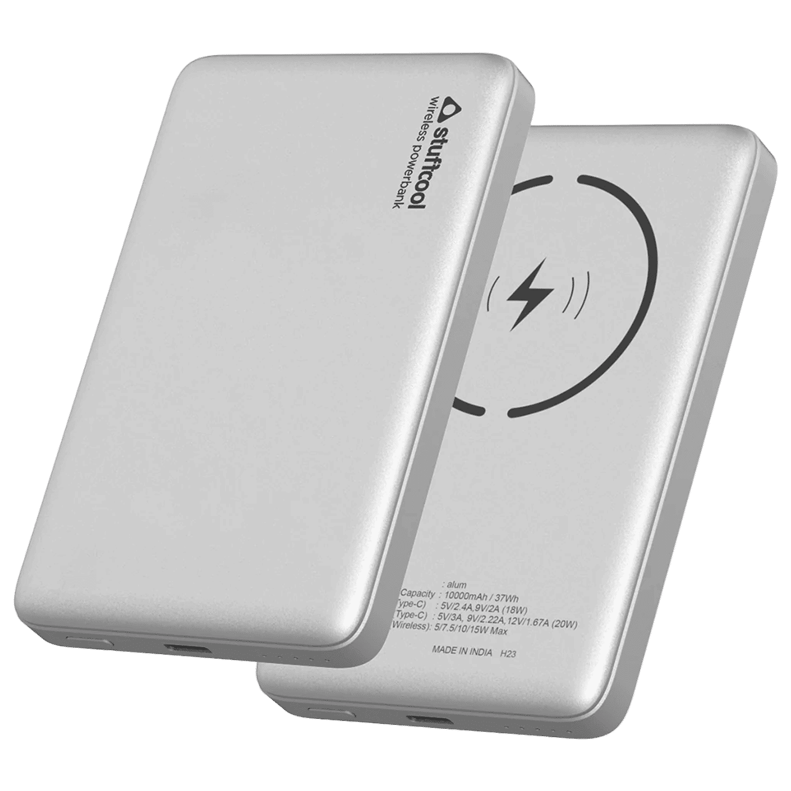 stuffcool Alum 10000 mAh 20W Fast Charging Power Bank (1 Type C Port, Short Circuit Protection, Silver)_1