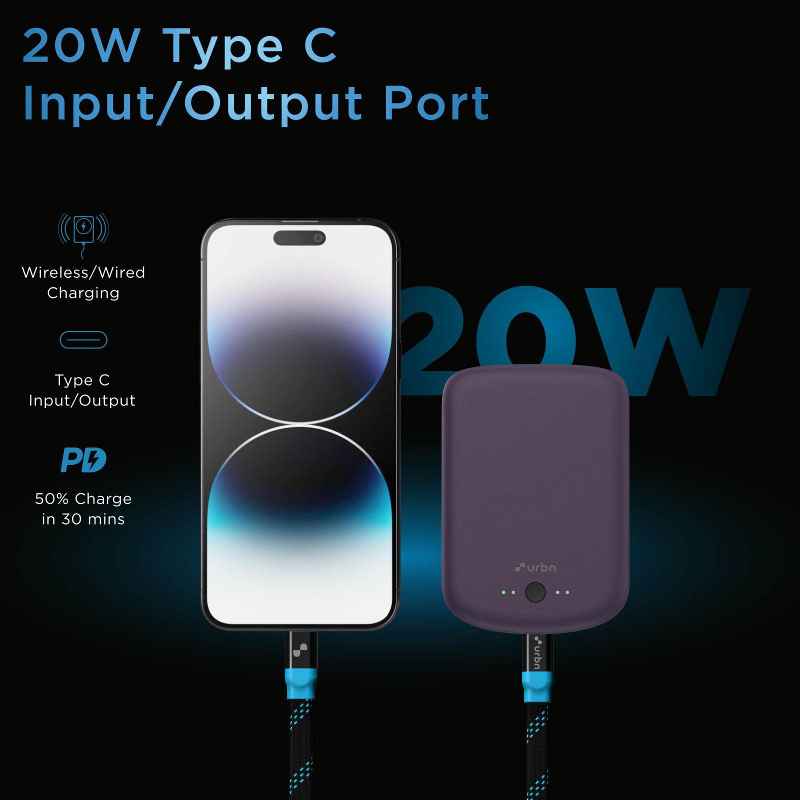 urbn Compact MagTag 10000 mAh 15W Fast Charging Power Bank (1 Type C Ports, MagSafe Compatible, Purple) urbn Compact MagTag 10000 mAh 15W Fast Charging Power Bank (1 Type C Ports, MagSafe Compatible, Purple)_11