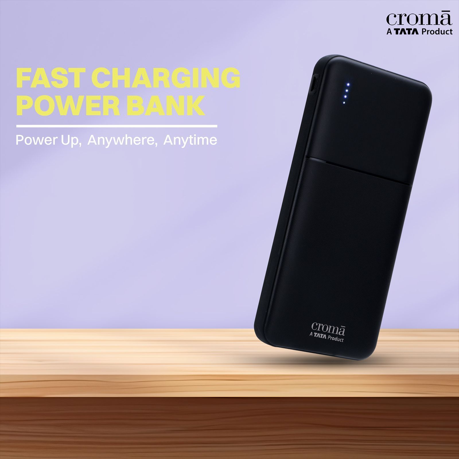 Croma 10000 mAh 22.5W Fast Charging Power Bank (2 Type A & 1 Type C Ports, Multi Layer Protection, Black)_4