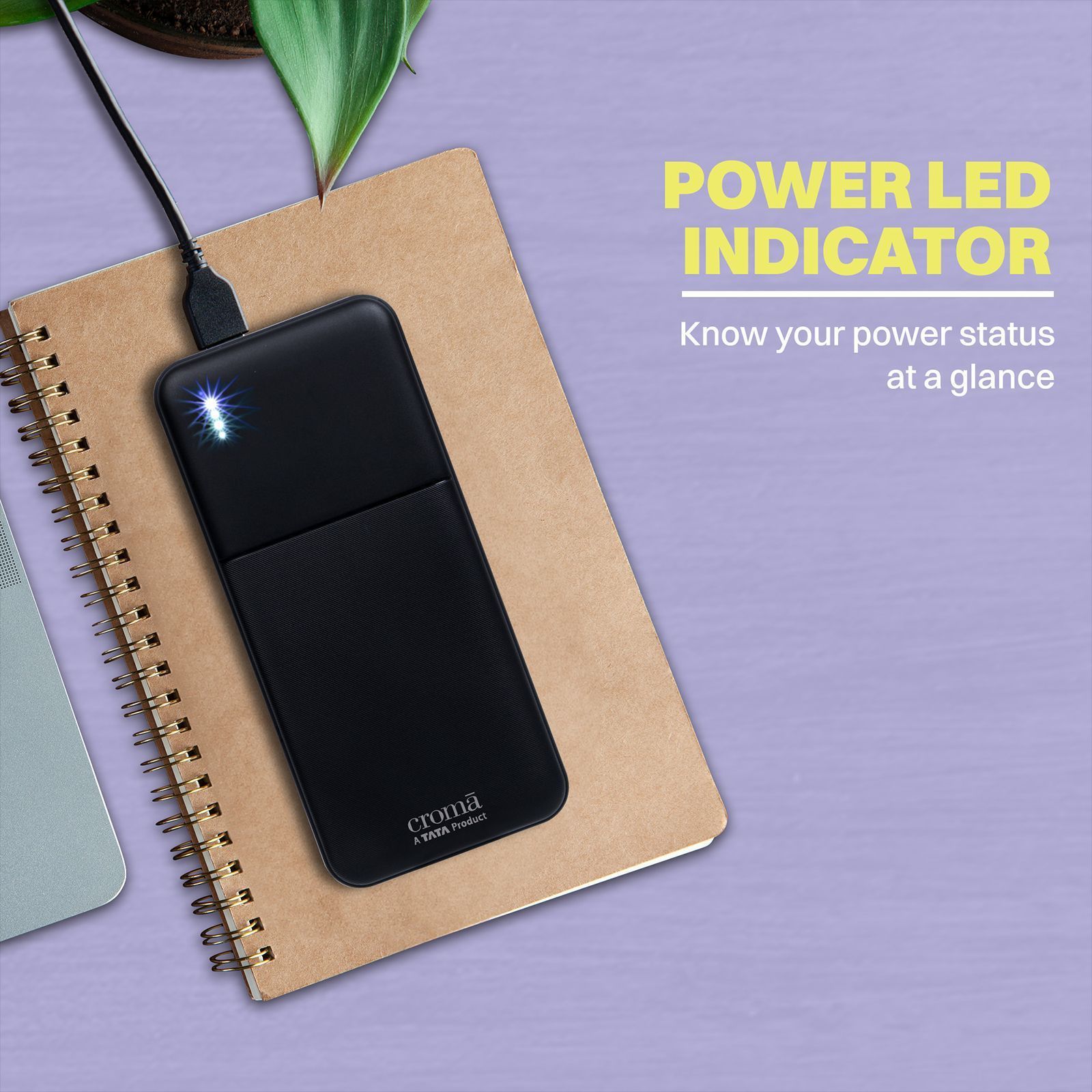 Croma 10000 mAh 22.5W Fast Charging Power Bank (2 Type A & 1 Type C Ports, Multi Layer Protection, Black)_6