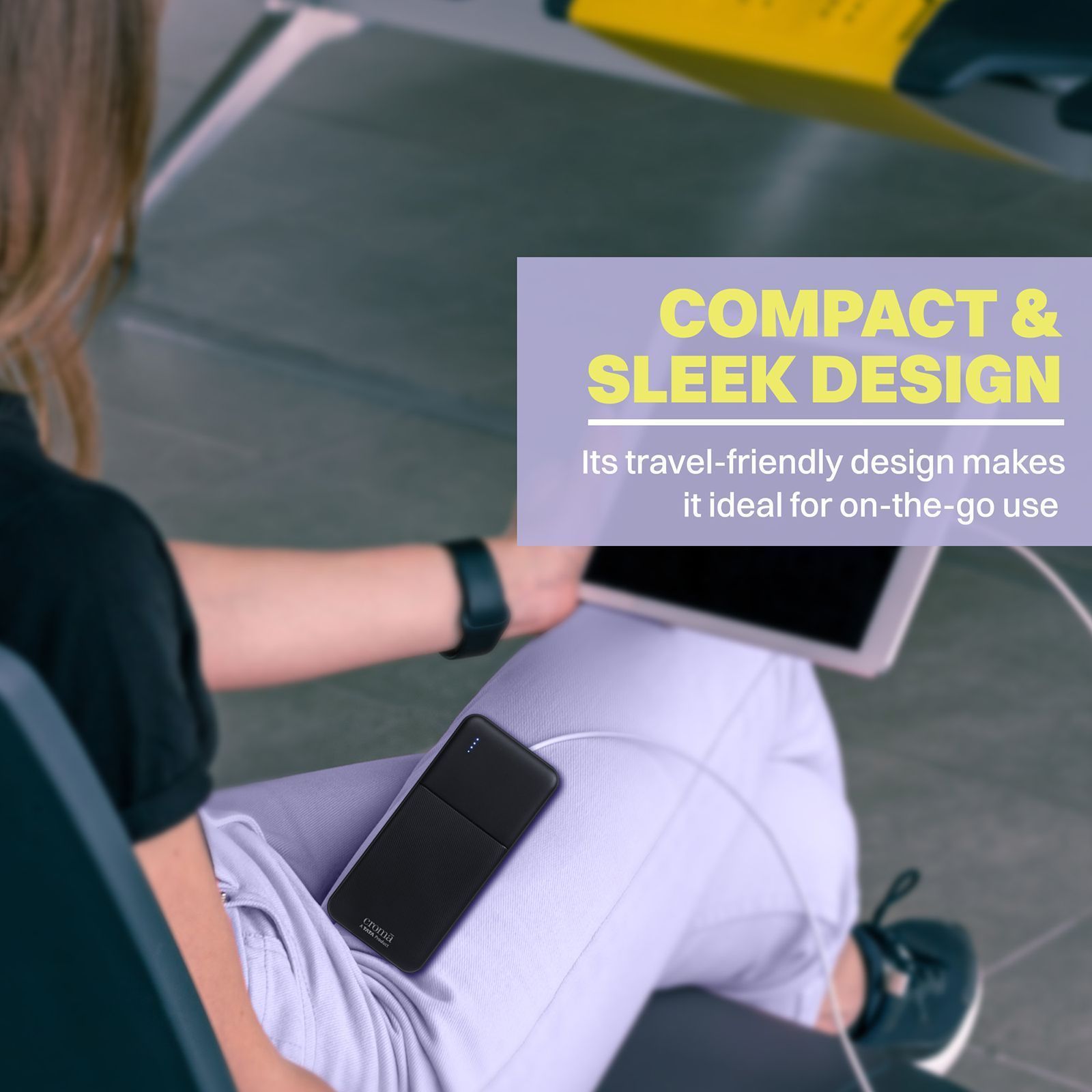 Croma 10000 mAh 22.5W Fast Charging Power Bank (2 Type A & 1 Type C Ports, Multi Layer Protection, Black)_8