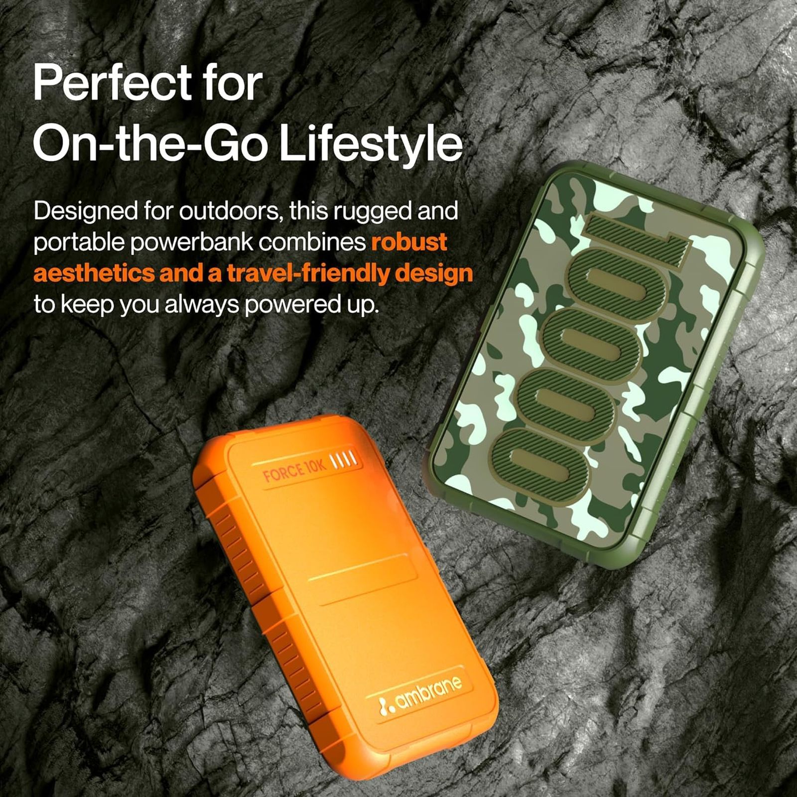 ambrane Force 10000 mAh 22.5W Fast Charging Power Bank (1 Type C & 1 Type A Ports, Multi-Layers of Chipset Protection, Orange)_7