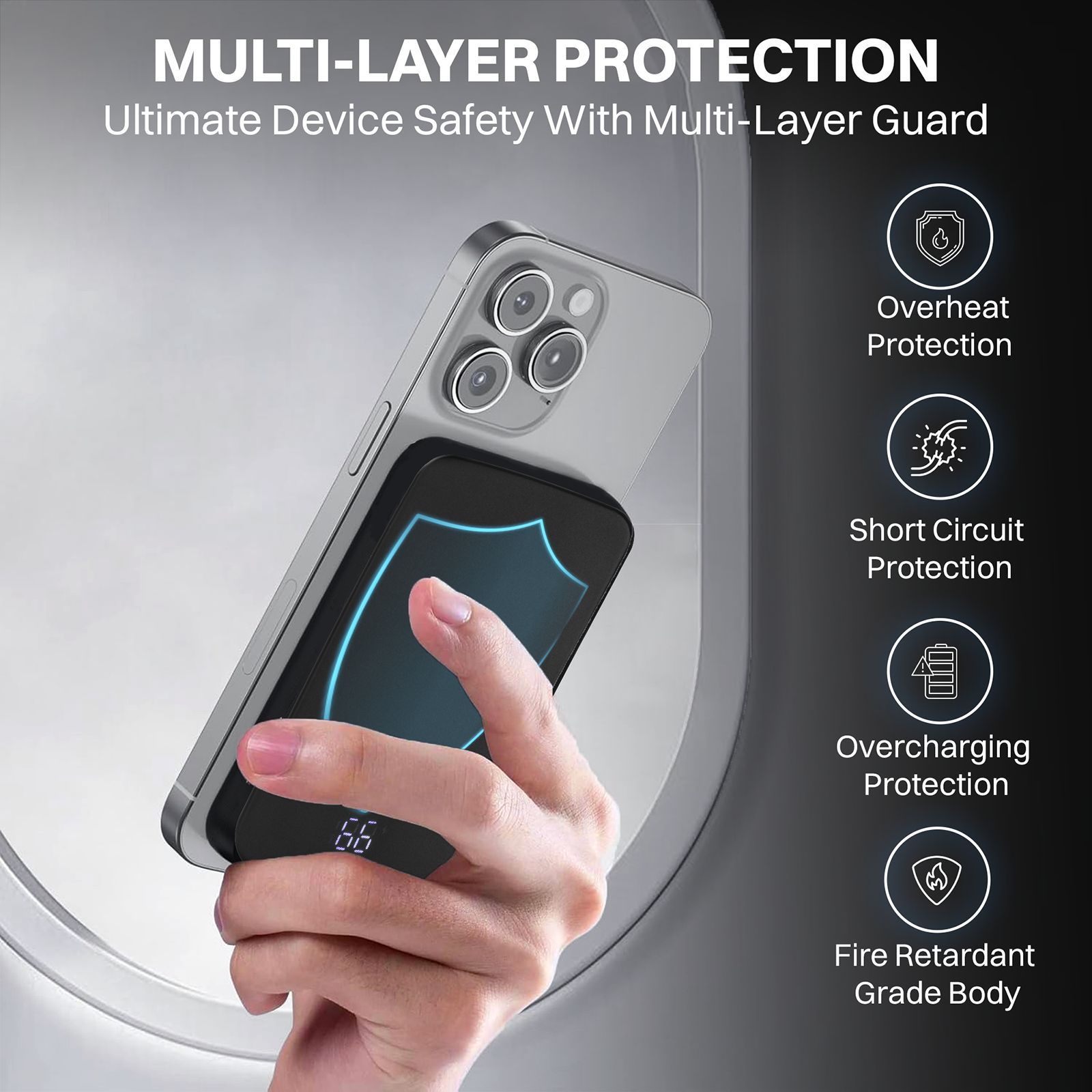 Croma 10000 mAh 22.5W Fast Charging Magnetic Wireless Power Bank (1 Type A & 1 Type C Ports, Metal Casing, Multi Layer Protection, Black)_8