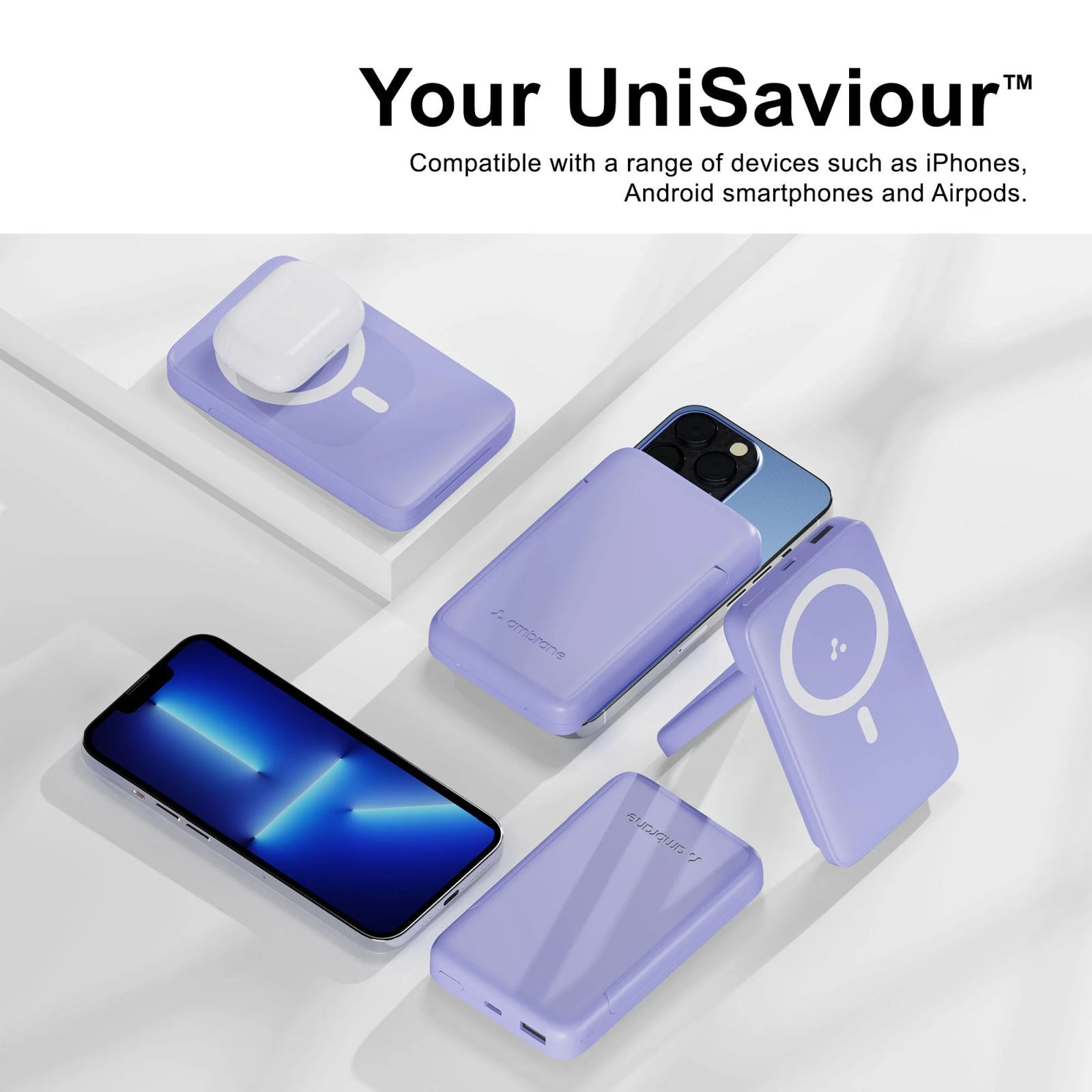 ambrane AeroSync PB 10 10000 mAh 15W Fast Charging Power Bank (1 Type A and 1 Type C Ports, Wireless Charging, Purple)_8