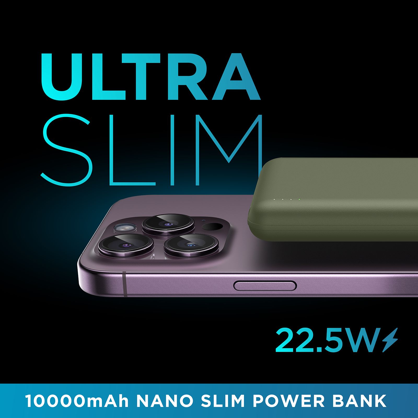 urbn Nano Slim 10000 mAh 22.5W Fast Charging Power Bank (2 Type C & 1 Type A Ports, 12 Layers Circuit Protection, Camo)_17