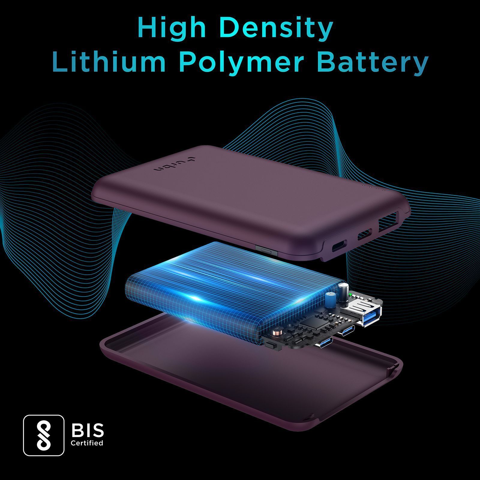 urbn Nano Slim 10000 mAh 22.5W Fast Charging Power Bank (2 Type C & 1 Type A Ports, 12 Layers Circuit Protection, Purple)_9
