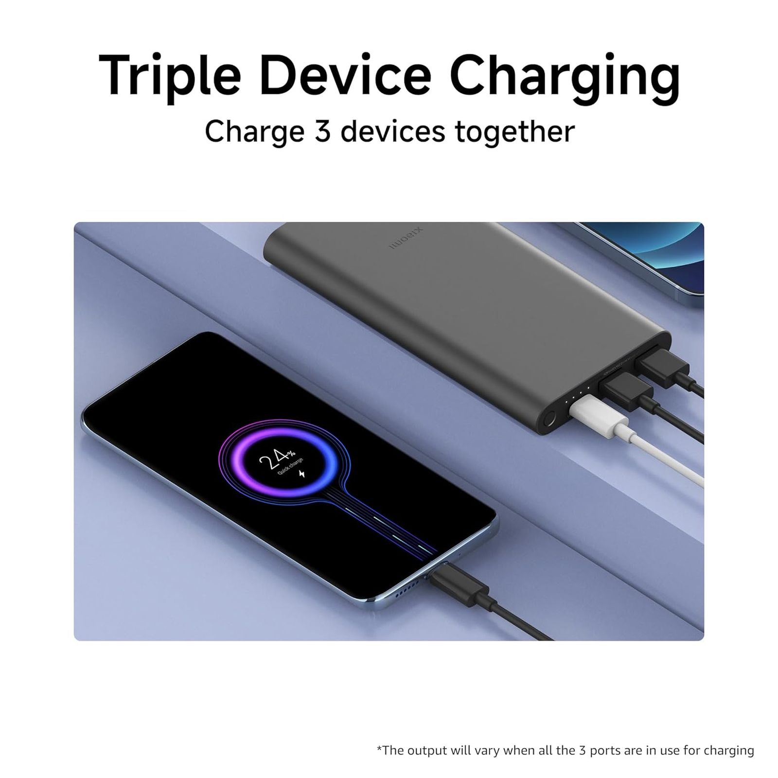 Xiaomi 4i 10000 mAh 22.5W Fast Charging Power Bank (2 Type A & 1 Type C Ports, QC 3.0 Support, Classic Black)_9