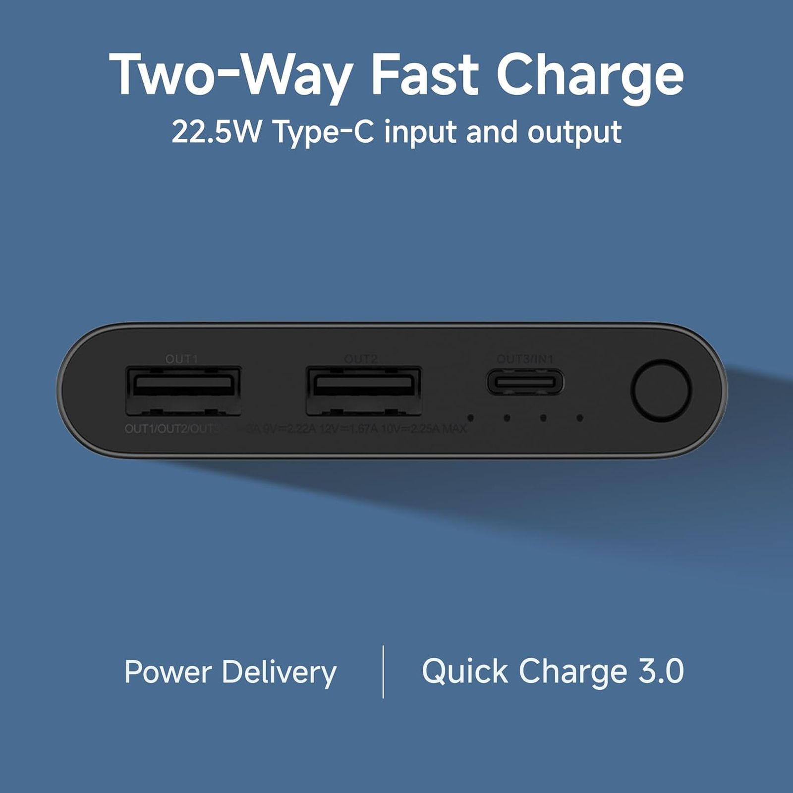 Xiaomi 4i 10000 mAh 22.5W Fast Charging Power Bank (2 Type A & 1 Type C Ports, QC 3.0 Support, Classic Black)_4