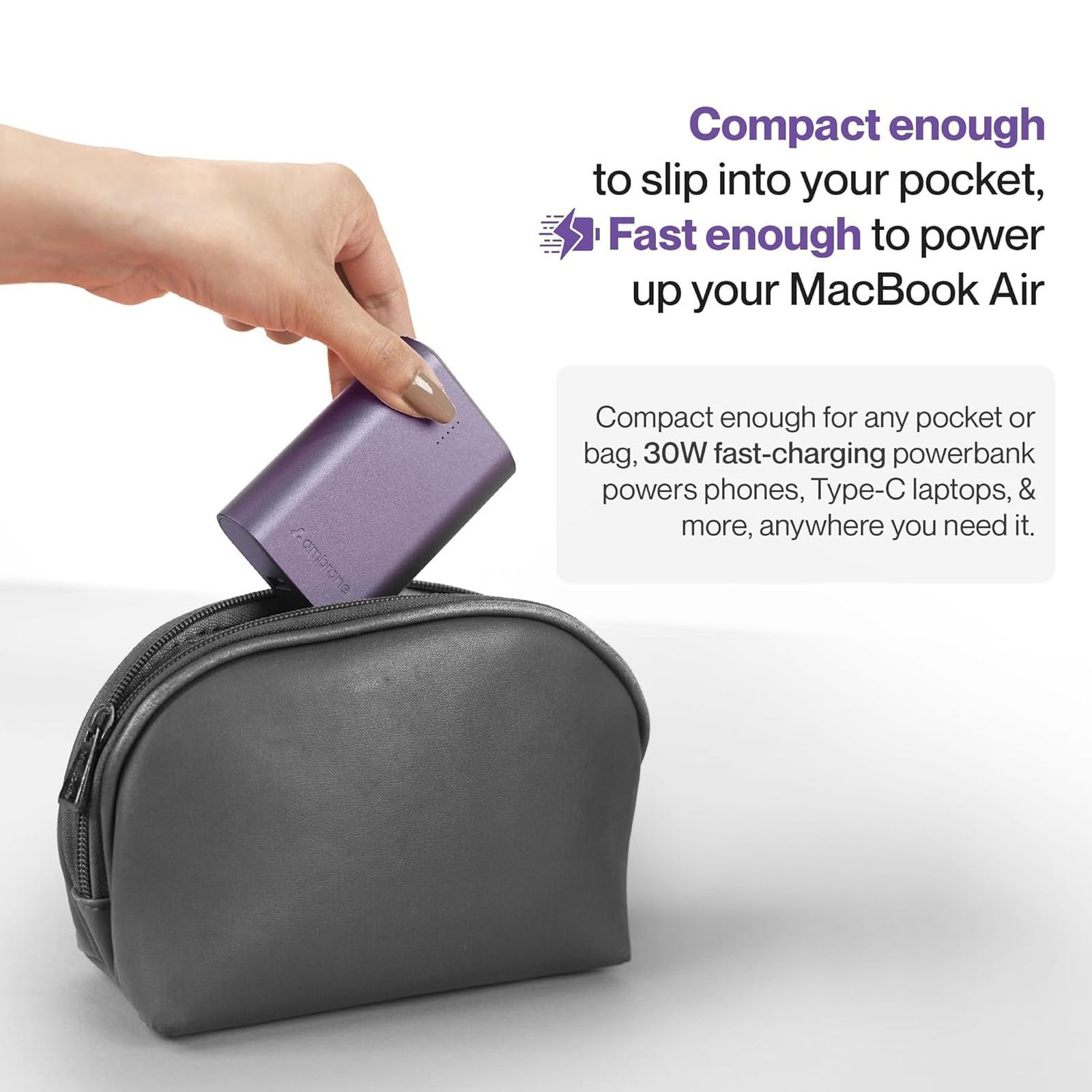 ambrane PowerLit 30 10000 mAh 33W Fast Charging Power Bank (1 Type C & 1 Type A Ports, Premium Metallic Finish, Multi-Layers of Chipset Protection, Black)_9