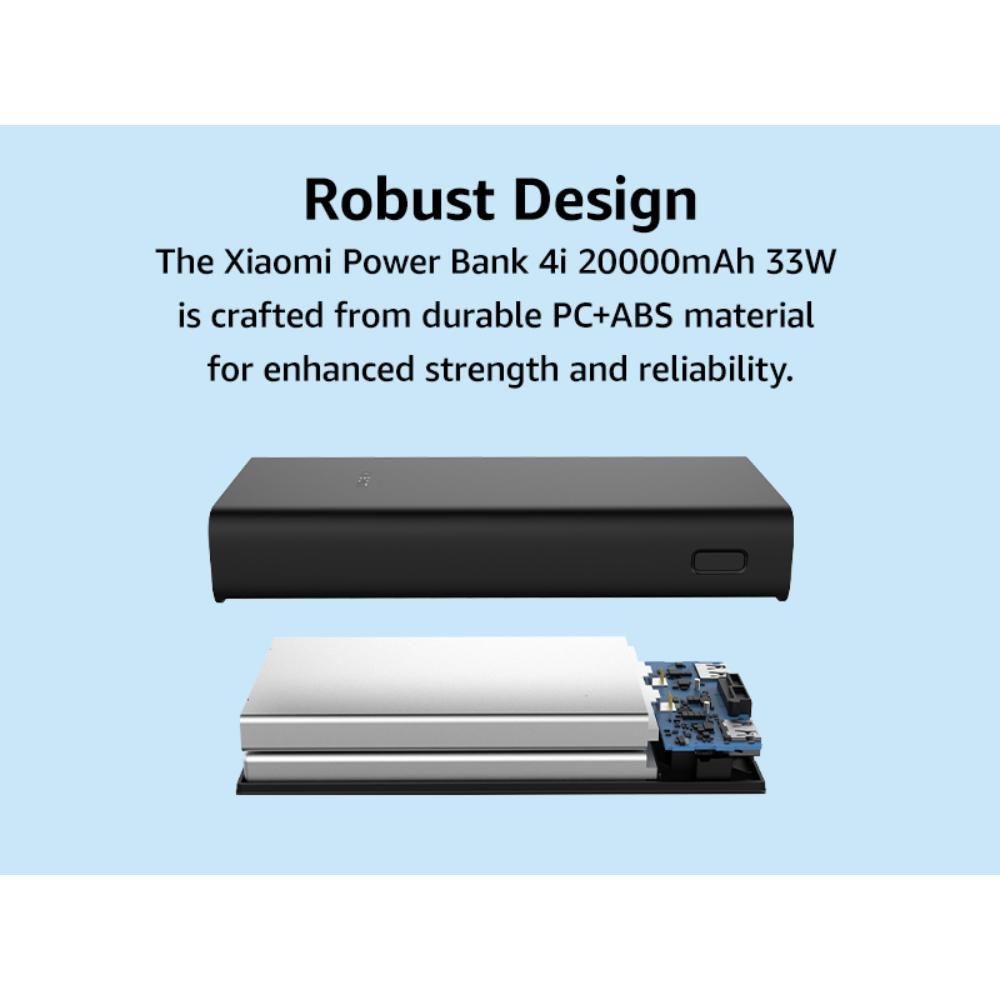 Xiaomi 4i 20000 mAh 33W Fast Charging Power Bank (2 Type A & 1 Type C Ports, PC+ABS Casing, Turbo Blue)_5