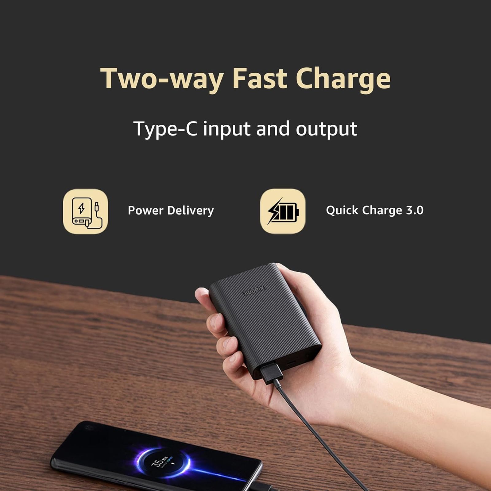 Xiaomi Pocket Pro 10000 mAh 33W Fast Charging Power Bank (2 Type A & 1 Type C Ports, PC plus ABS Casing, Short Circuit Protection, Black)_7