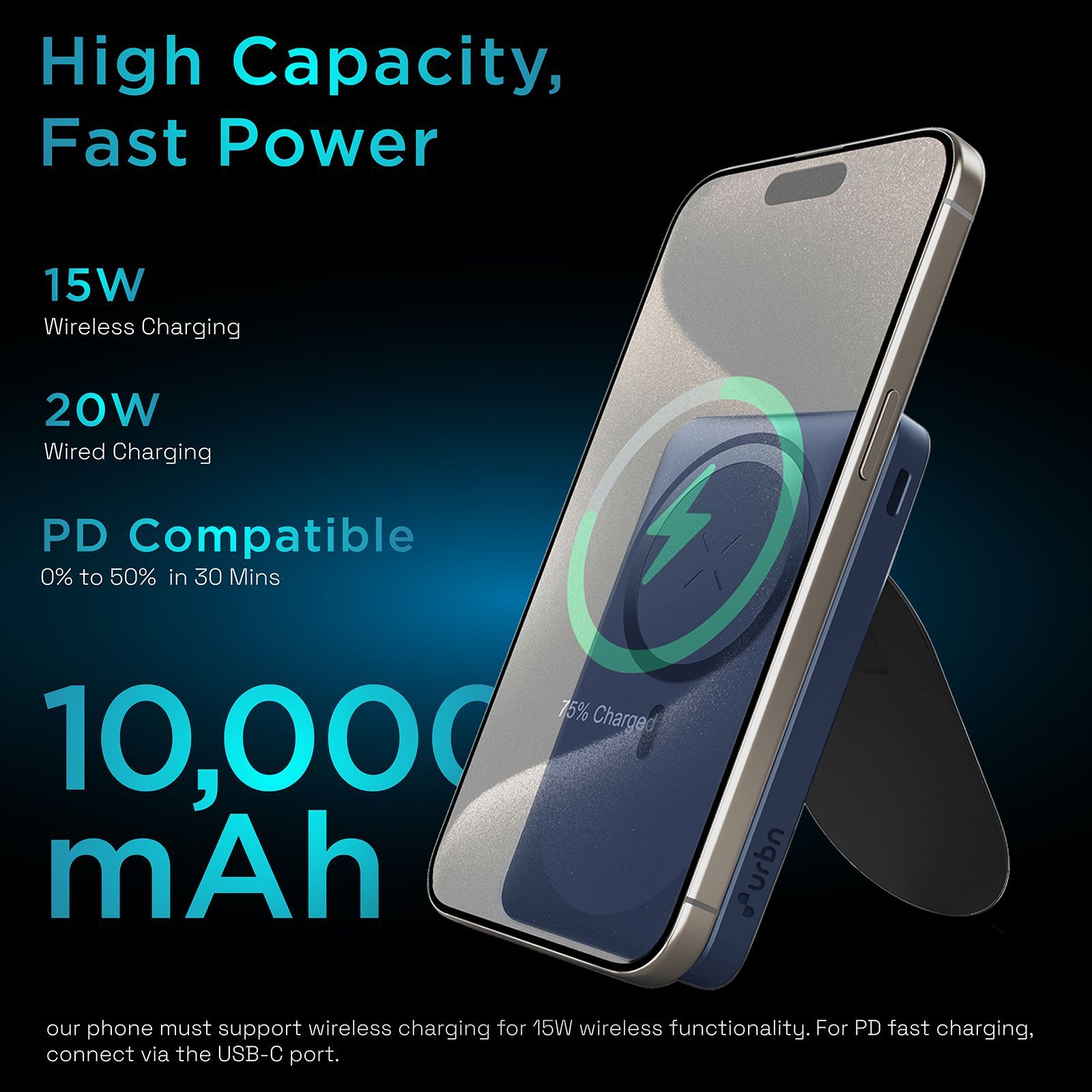 urbn UPR104 10000 mAh 20W Fast Charging Power Bank (1 Type A Port, 1 Type C Port & 1 Lightning Port, Multi Layer Circuit Protection, Blue)_7