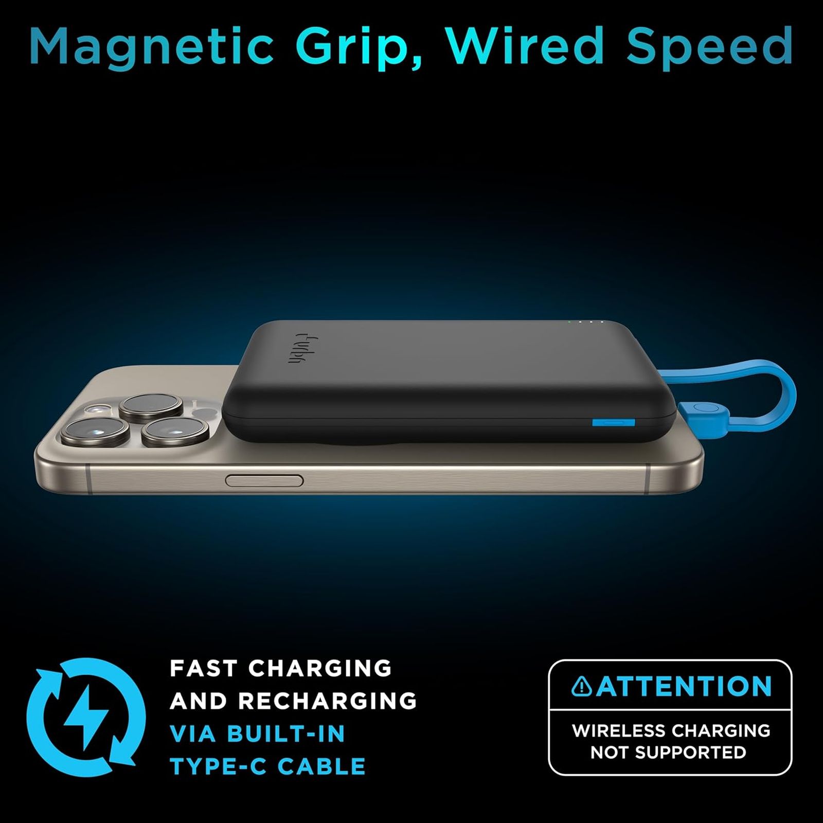 urbn Mag Link 10000 mAh 22.5W Fast Charging Power Bank (2 Type C & 1 Type A Port, 12 Layers Circuit Protection, Black)_4