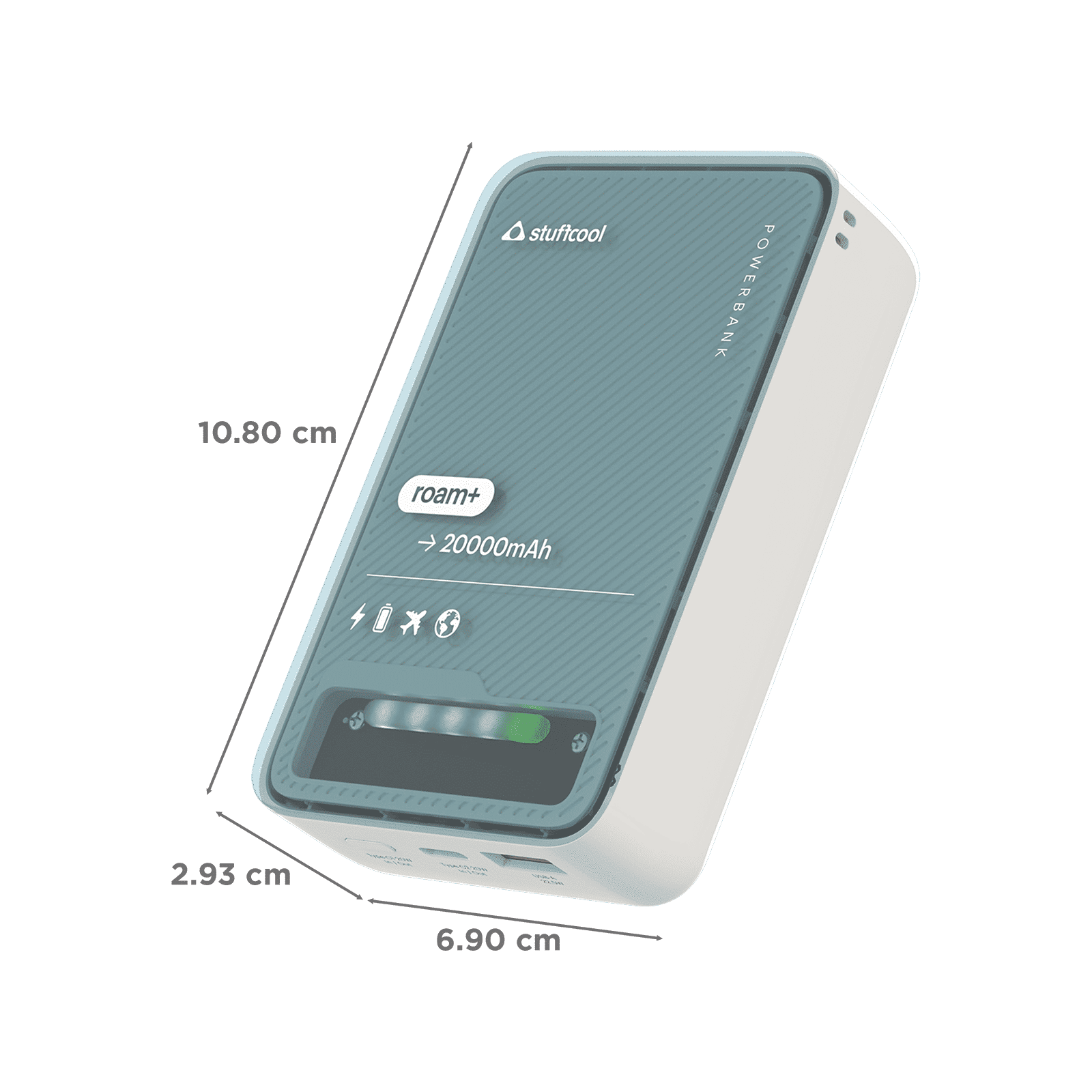 stuffcool Roam Plus 20000 mAh 22.5W Fast Charging Power Bank (1 Type A Port, 1 Type C Port, LED Indicator, White)_2