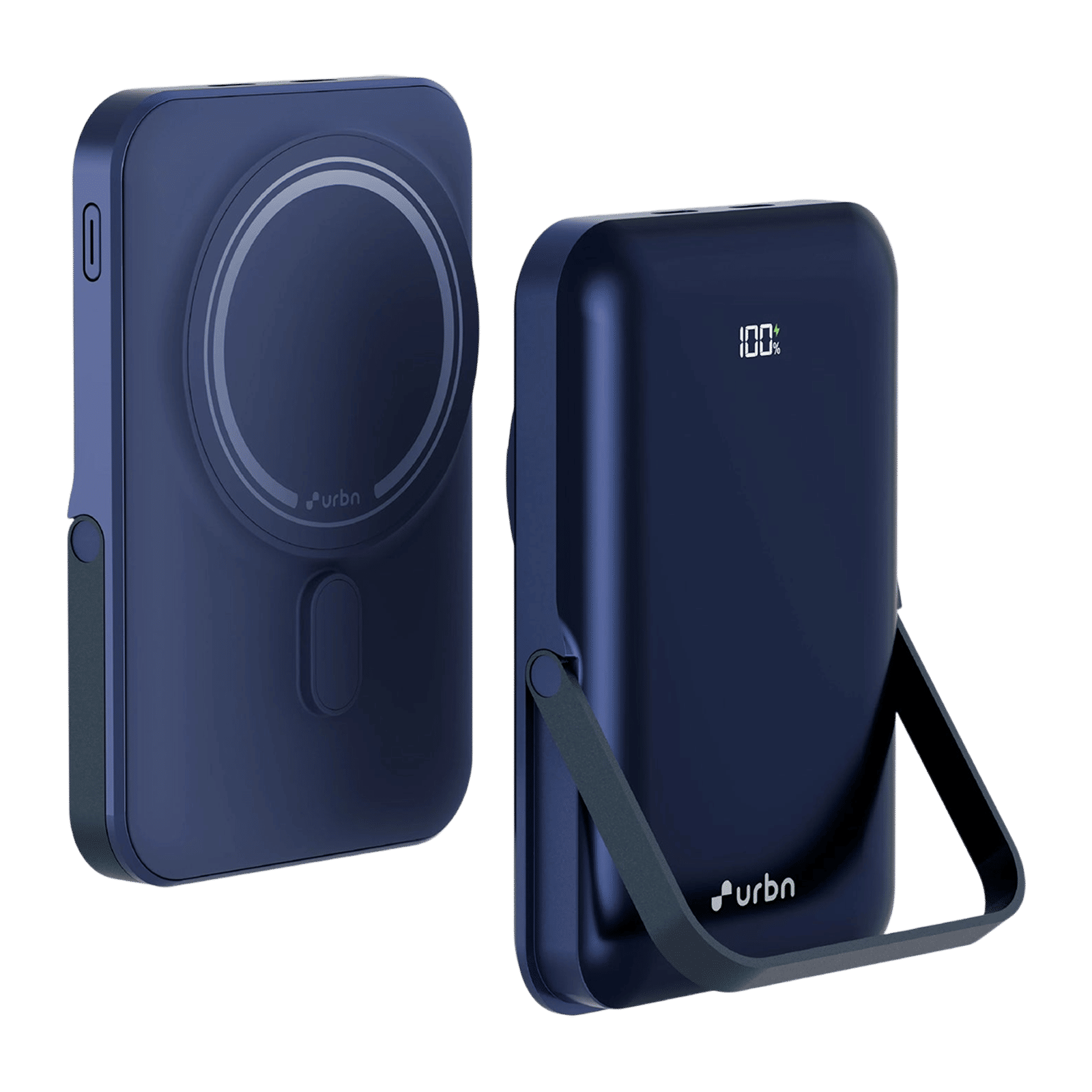 urbn StandPro 10000 mAh 20W Fast Charging Power Bank (1 Type C Port & 1 Lightning Port, Strong Magnetic Hold, Blue)_2