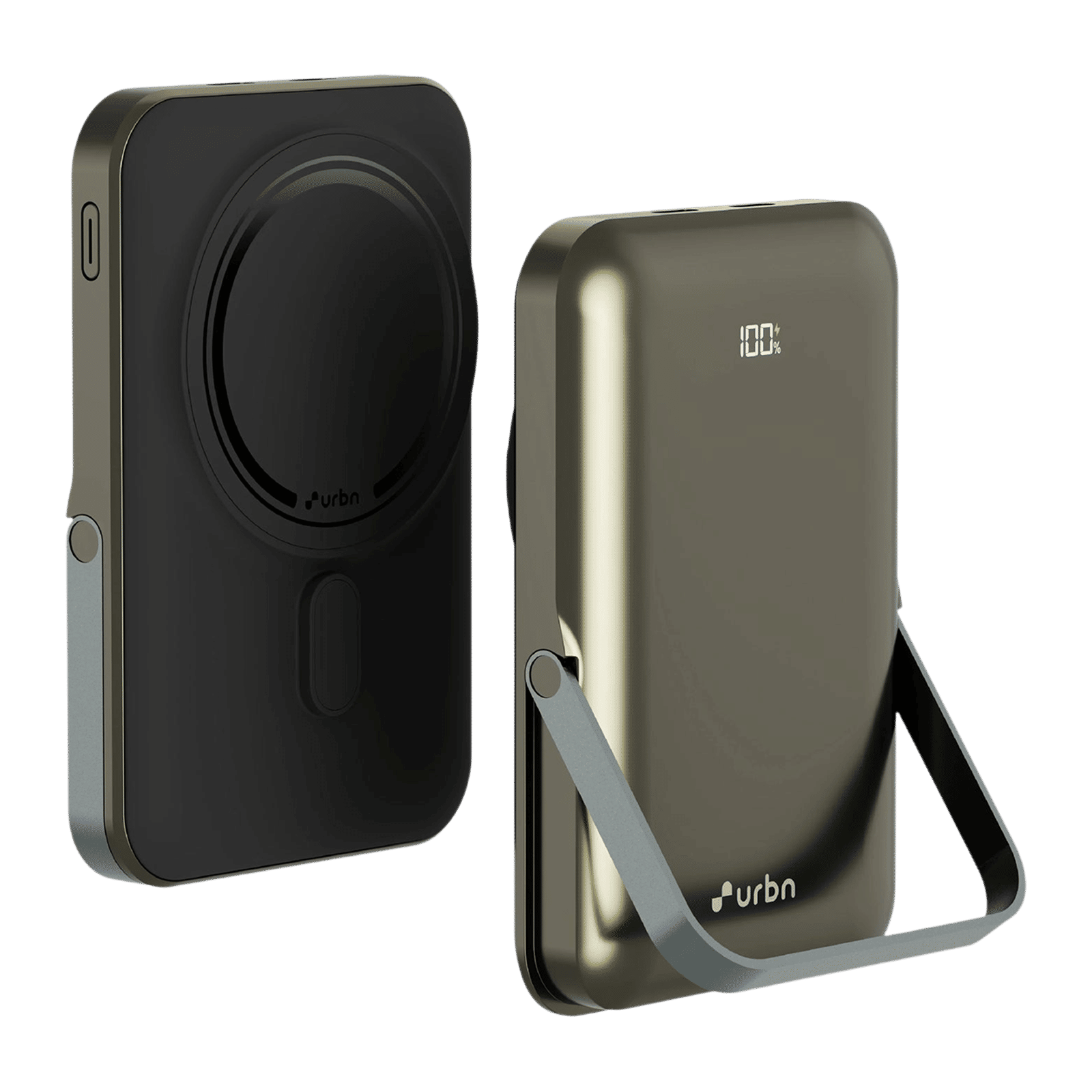 urbn StandPro 10000 mAh 20W Fast Charging Power Bank (1 Type C Port & 1 Lightning Port, Strong Magnetic Hold, GunMetal)_3