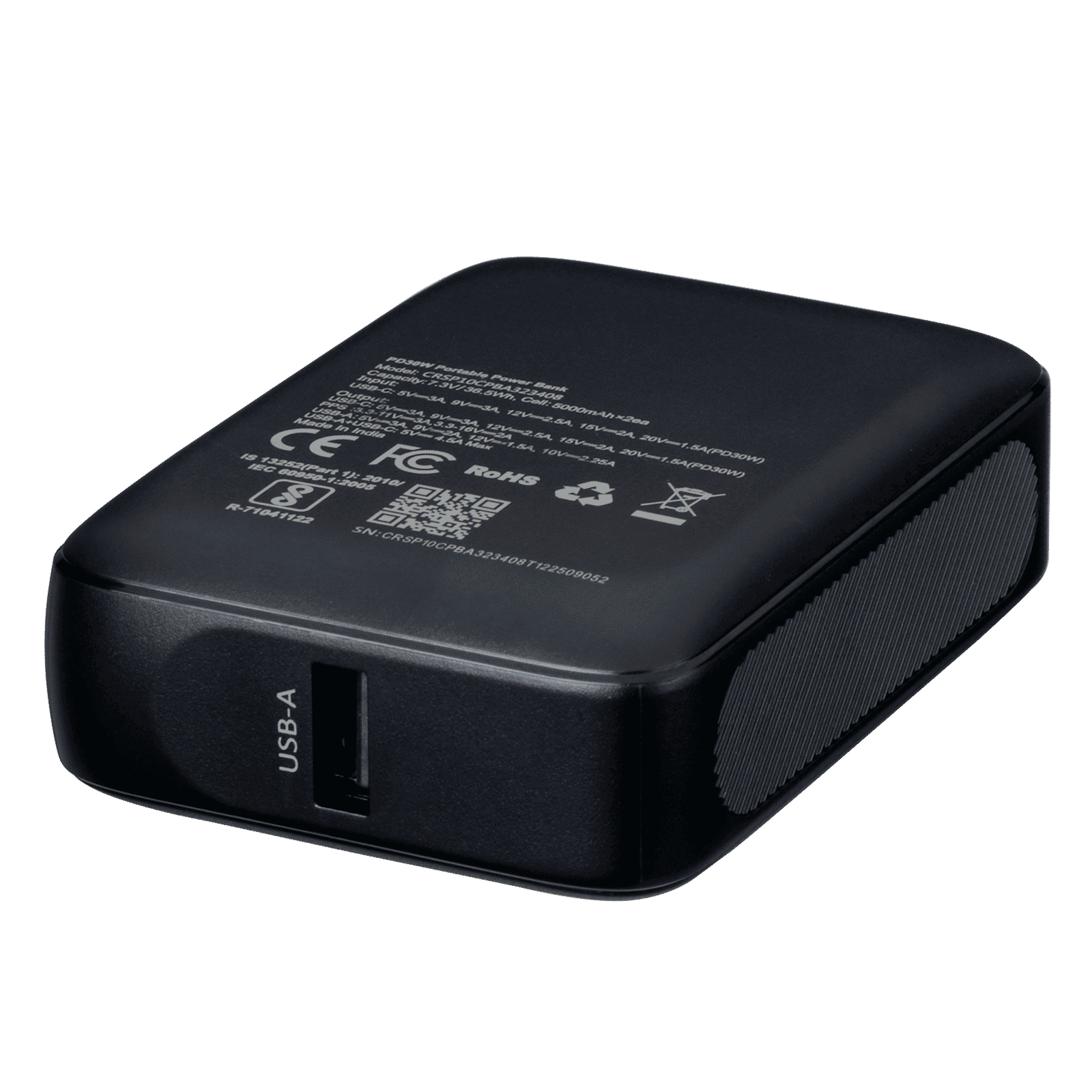 Croma Compact 10000 mAh 30W Fast Charging Power Bank (1 Type A & 1 Type C Port, Multi-Level Protection for Safe Charging, Black)_6