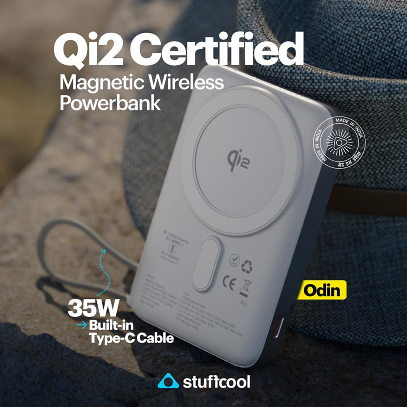 Stuffcool Odin 10000 mAh 35W Fast Charging Power Bank (2 Type C, Qi2 Magsafe, Digital Display, Silver)_12