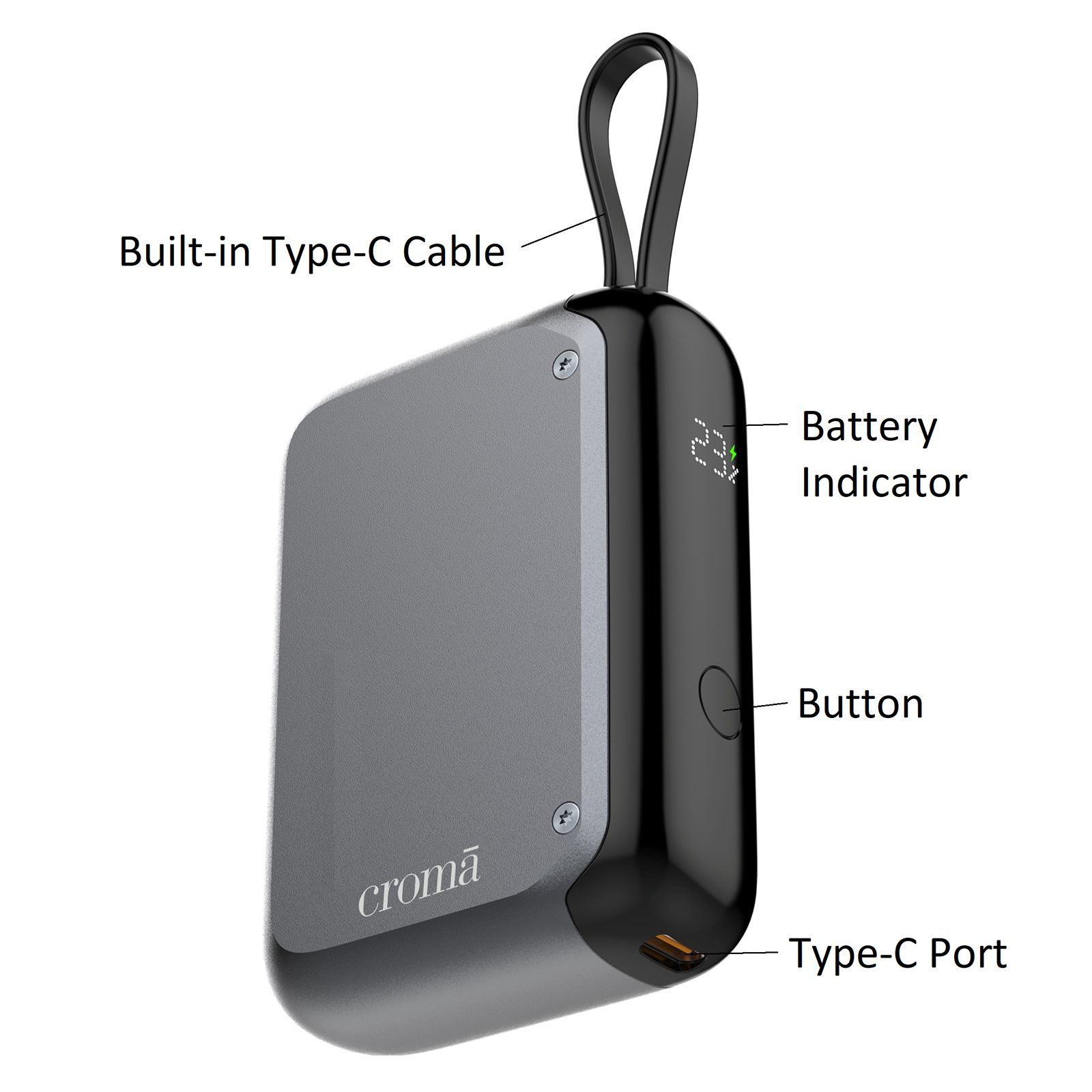 Croma 10000 mAh 30W Fast Charging Power Bank (1 Type C Port, Multiple Security Protection, Black) Croma 10000 mAh 30W Fast Charging Power Bank (1 Type C Port, Multiple Security Protection, Black)_2