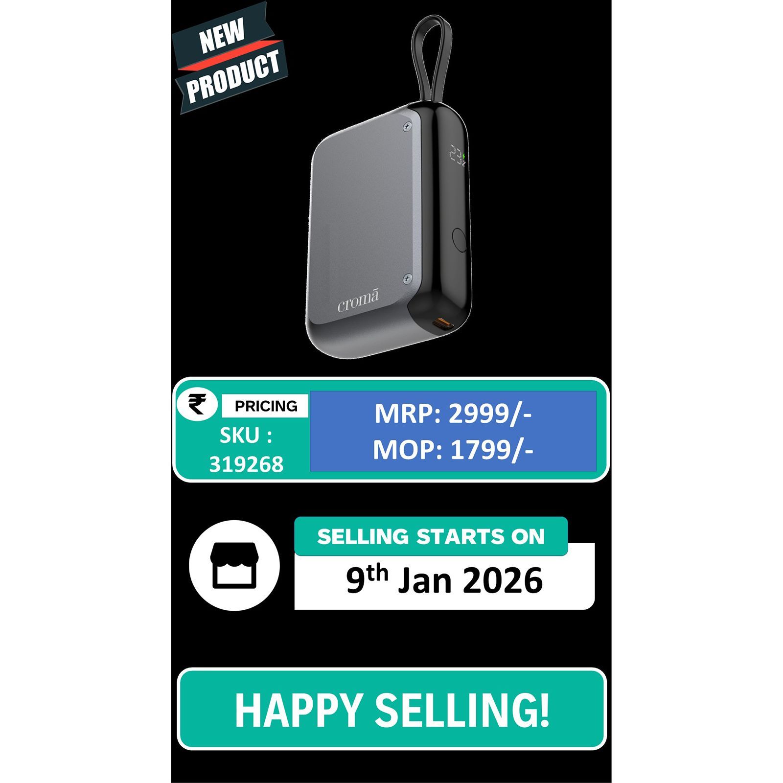 Croma 10000 mAh 30W Fast Charging Power Bank (1 Type C Port, Multiple Security Protection, Black) Croma 10000 mAh 30W Fast Charging Power Bank (1 Type C Port, Multiple Security Protection, Black)_7