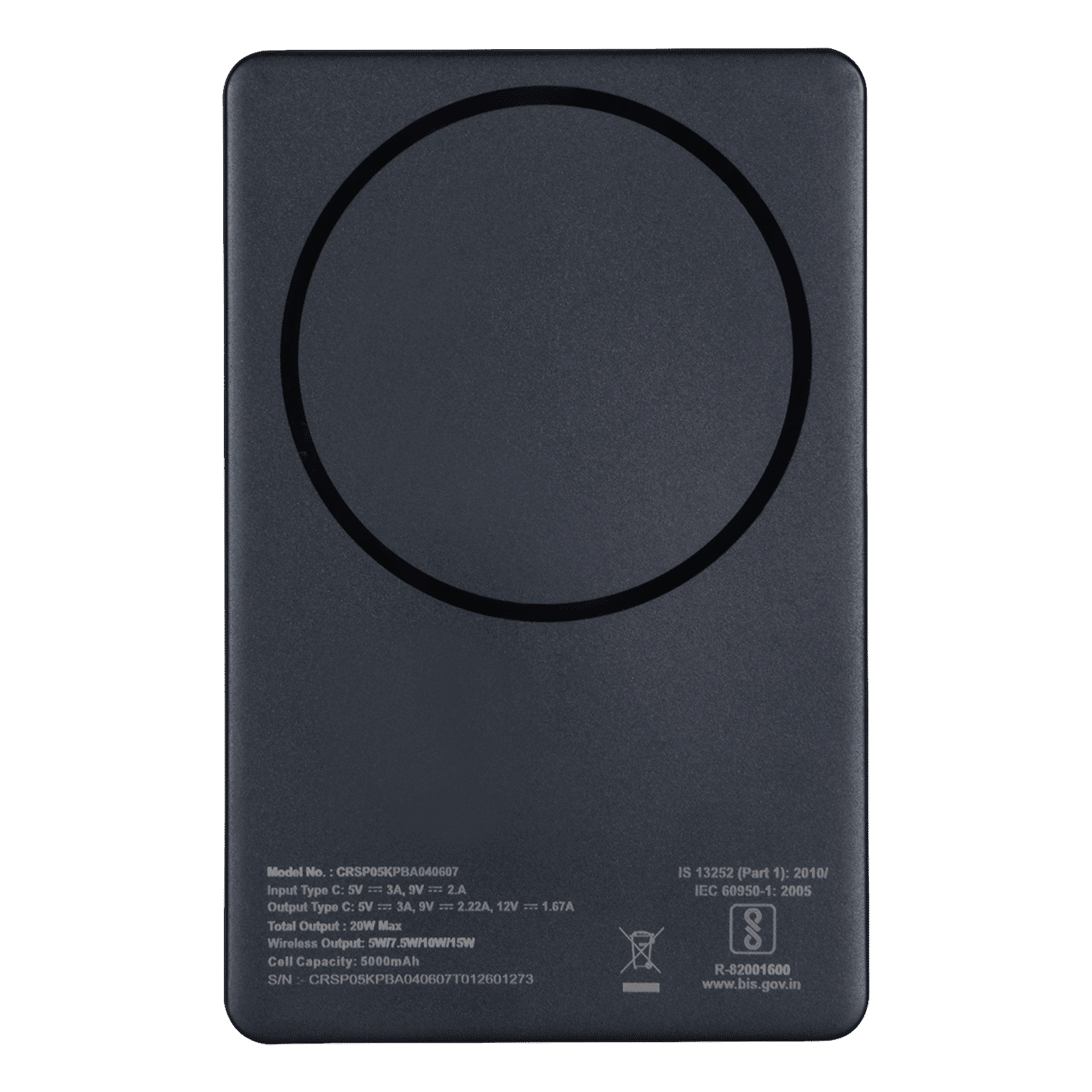 Croma 5000 mAh 20W Fast Charging Power Bank (1 Type C Port, Durable Plastic Case, Magsafe Compatible, Black) Croma 5000 mAh 20W Fast Charging Power Bank (1 Type C Port, Durable Plastic Case, Magsafe Compatible, Black)_3