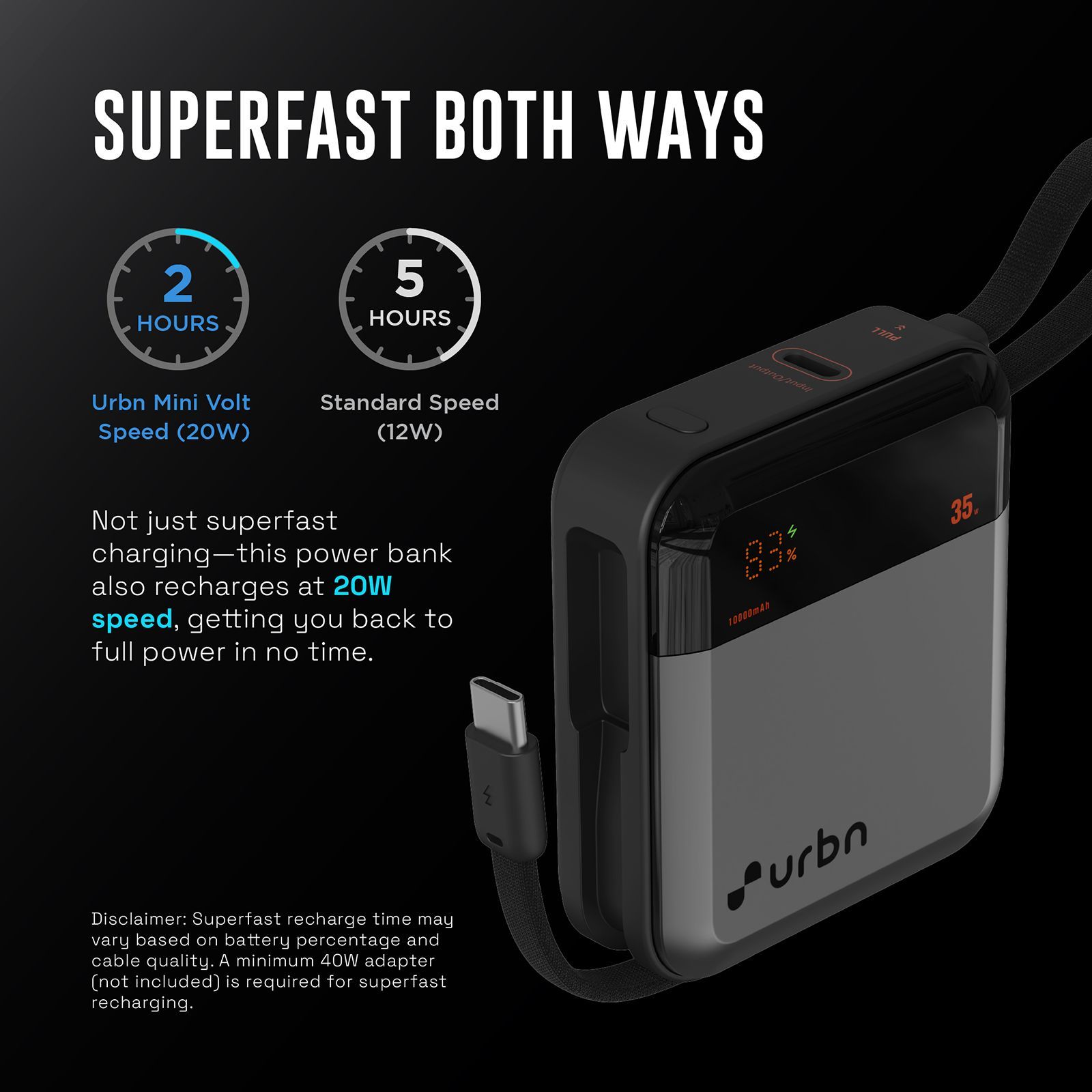 urbn Mini Volt 10000 mAh 35W Fast Charging Power Bank (2 Type C Port, 12 Layer Circuit Protection, Grey) urbn Mini Volt 10000 mAh 35W Fast Charging Power Bank (2 Type C Port, 12 Layer Circuit Protection, Grey)_8