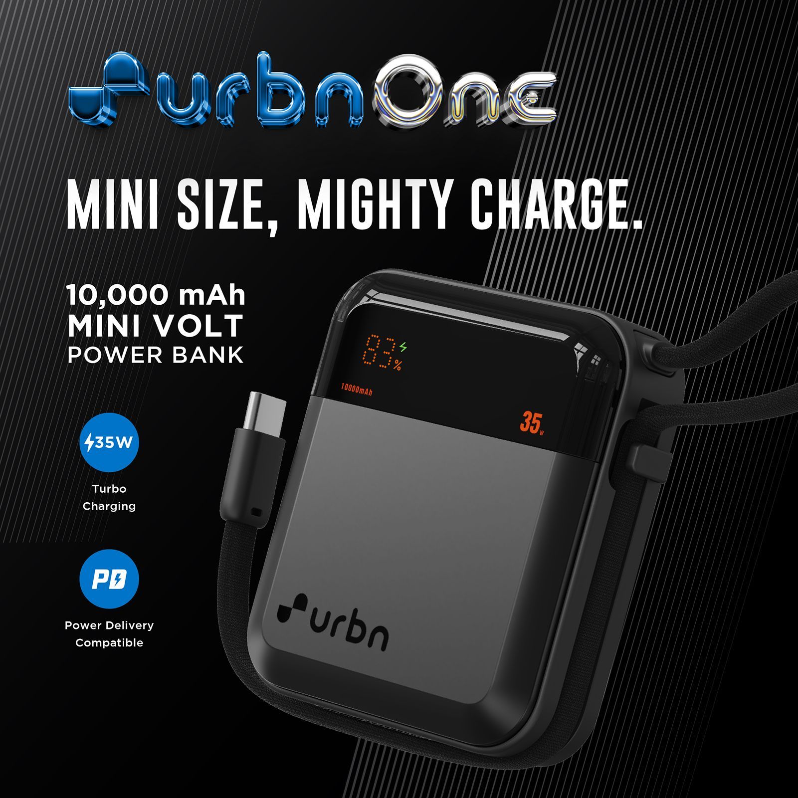 urbn Mini Volt 10000 mAh 35W Fast Charging Power Bank (2 Type C Port, 12 Layer Circuit Protection, Grey) urbn Mini Volt 10000 mAh 35W Fast Charging Power Bank (2 Type C Port, 12 Layer Circuit Protection, Grey)_3