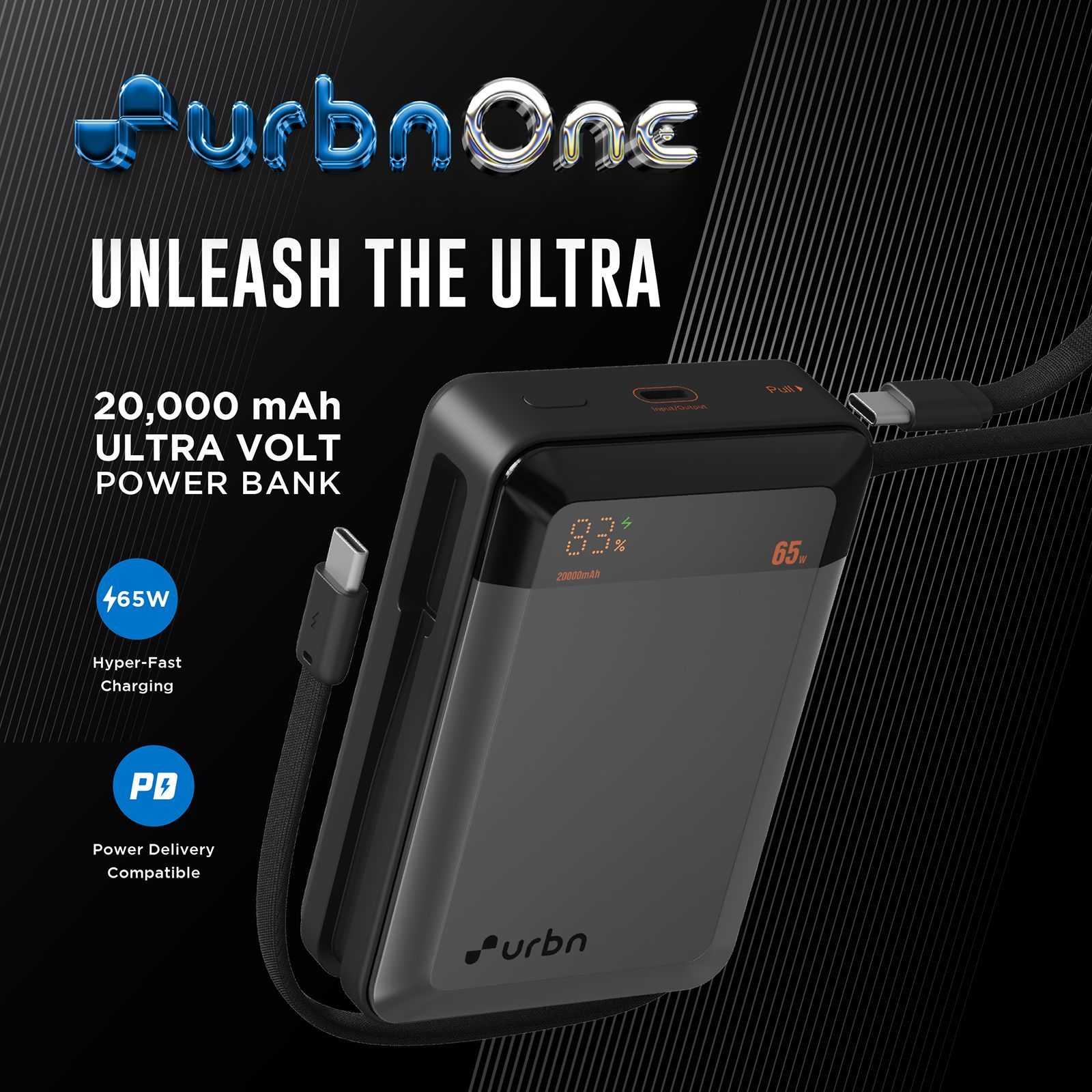 urbn Ultra Volt 20000 mAh 65W Fast Charging Power Bank (2 Type C Port, 12 Layer Circuit Protection, Grey) urbn Ultra Volt 20000 mAh 65W Fast Charging Power Bank (2 Type C Port, 12 Layer Circuit Protection, Grey)_3