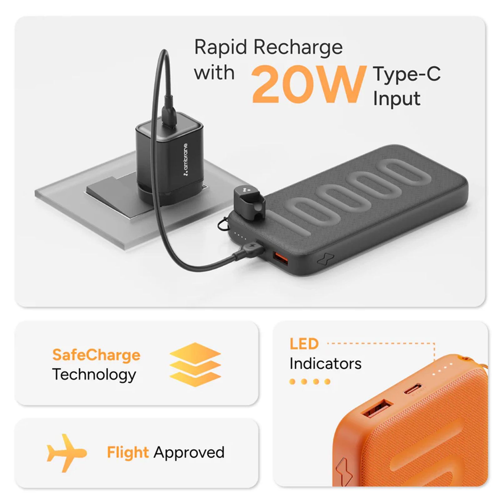 Ambrane Stylo N10 10000 mAh 22.5W Fast Charging Power Bank (1 Type C & 1 Type A Ports, BoostedSpeed Technology, Black)Ambrane Stylo N10 10000 mAh 22.5W Fast Charging Power Bank (1 Type C & 1 Type A Ports, BoostedSpeed Technology, Black)_4