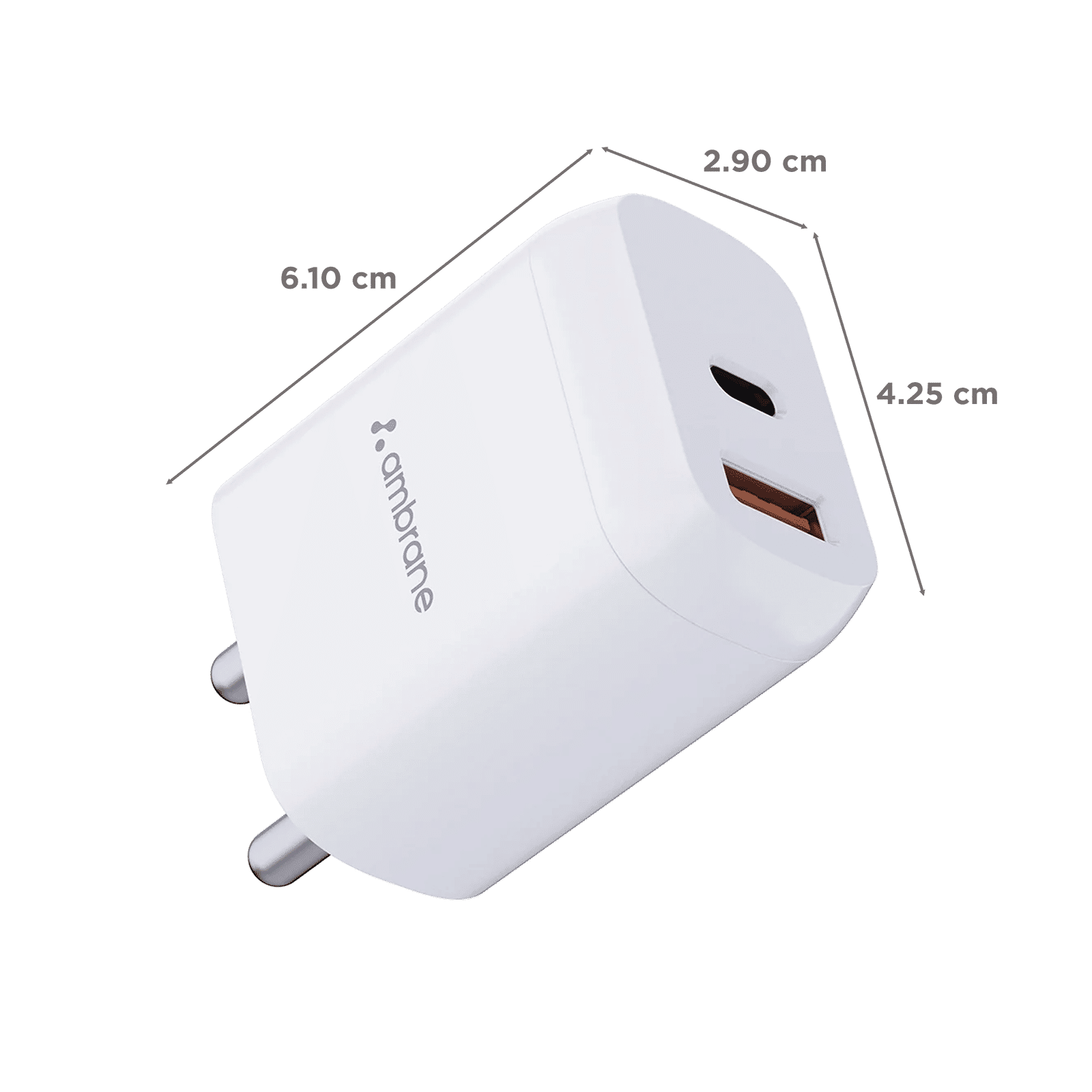 Ambrane RAAP H11 20W Type C & Type A 2-Port Fast Charger (Adapter Only, Fireproof, White)_2