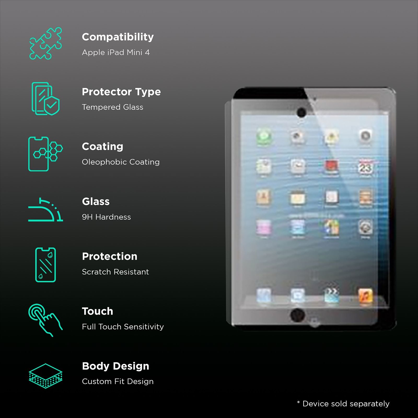 scratchgard Tempered Glass Screen Protector for Apple iPad Mini 4 (Fingerprint Resistant)_2