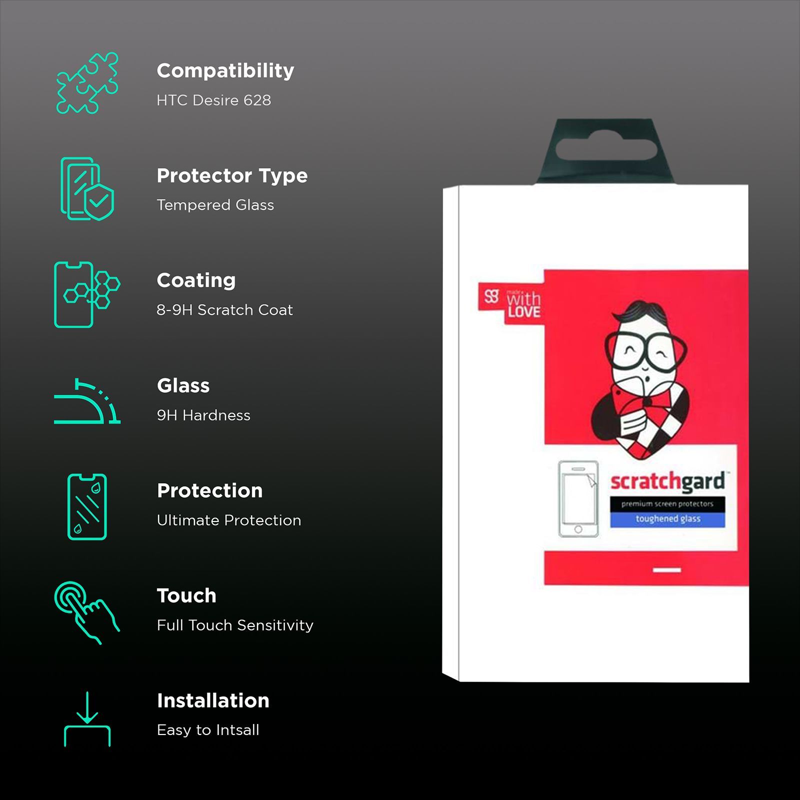 scratchgard SGTGHTC628 Tempered Glass for HTC Desire 628 (Full Touch Sensitivity)_2