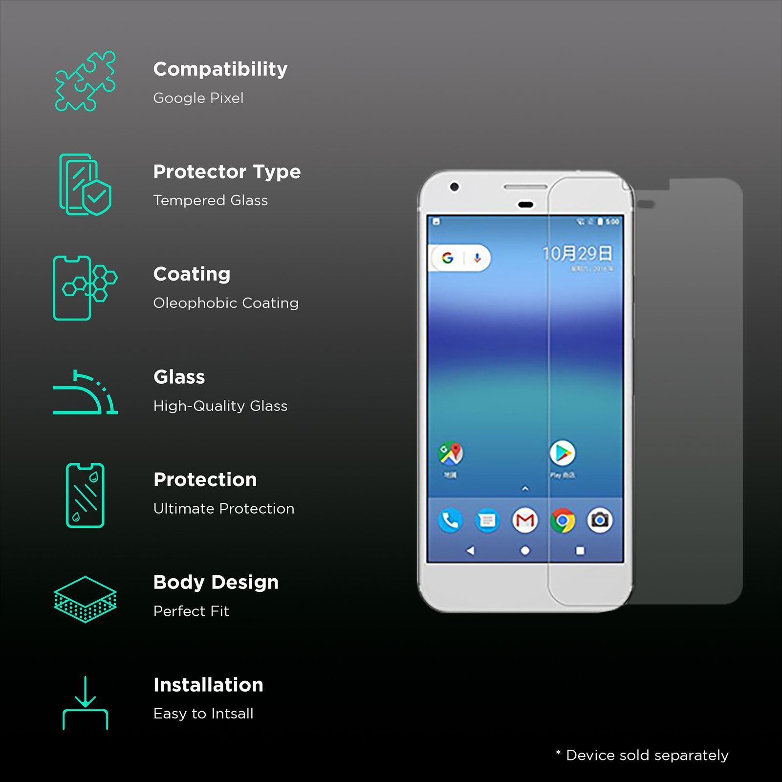 scratchgard SGTGGP Tempered Glass for Google Pixel (Fingerprint Resistant)_3