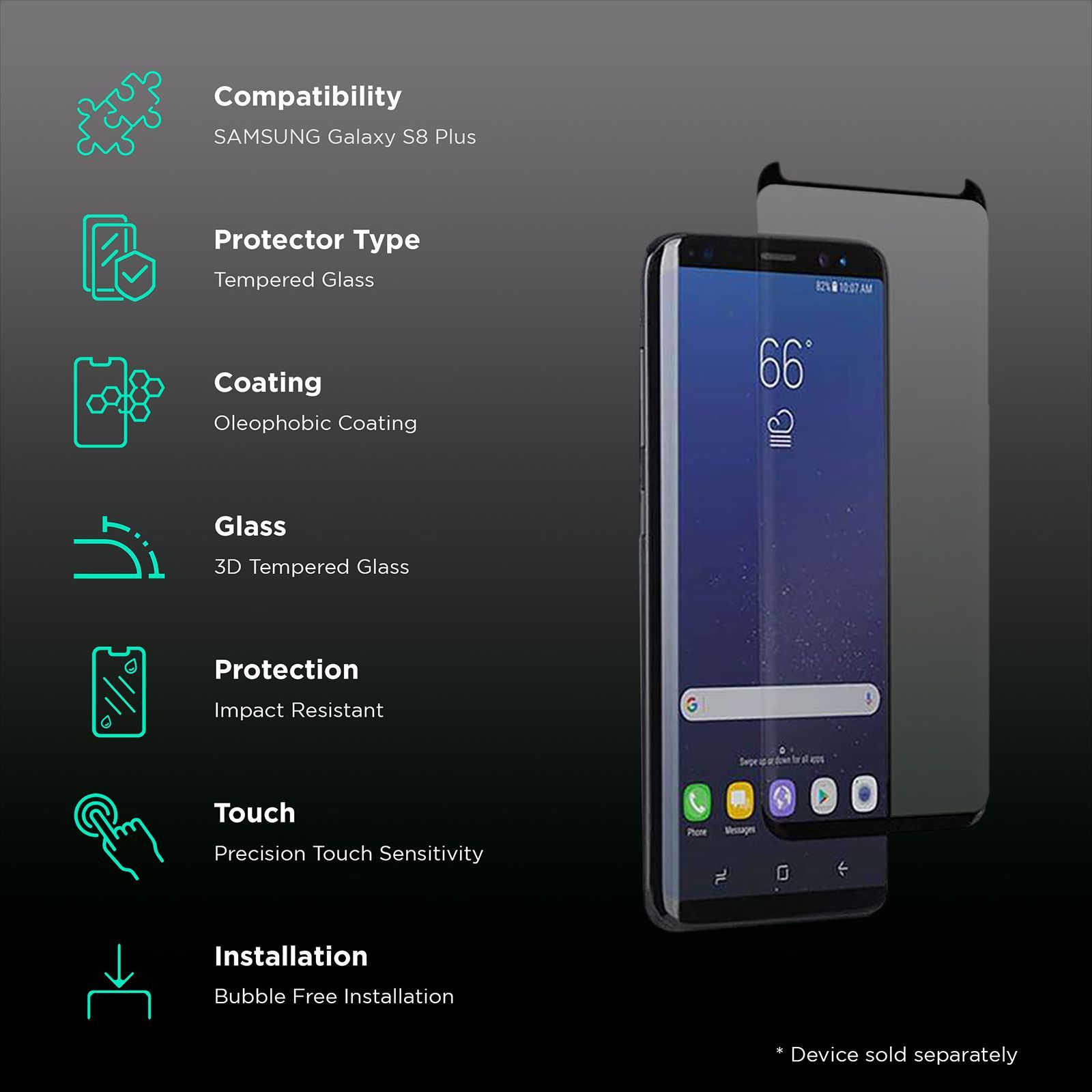 scratchgard SGTGS8PLUS Tempered Glass for Samsung Galaxy S8 Plus (Scratch Resistant)_2