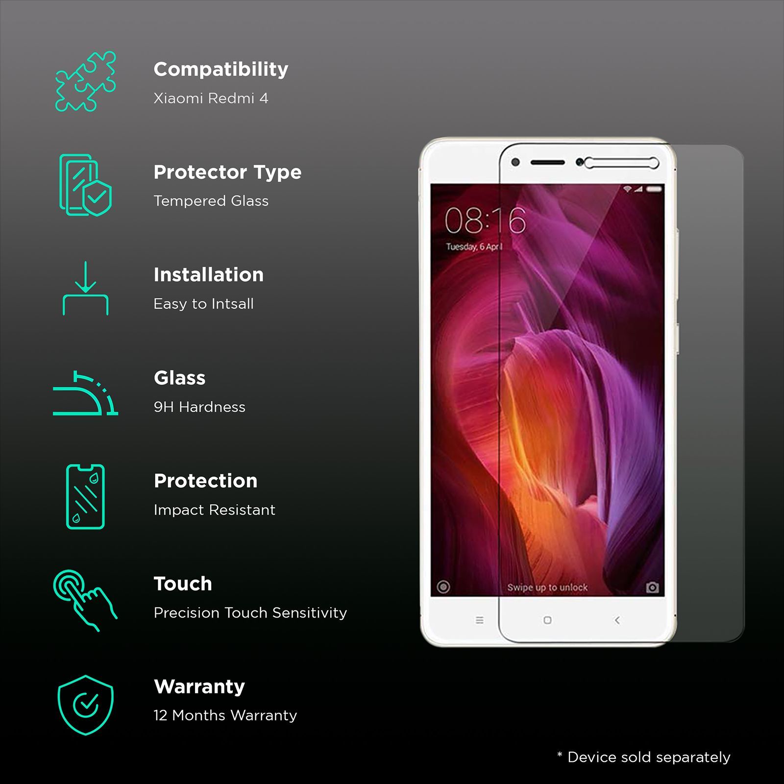 scratchgard SCTGREDMI4 Tempered Glass for Xiaomi Redmi 4 (Precision Touch Sensitivity)_2