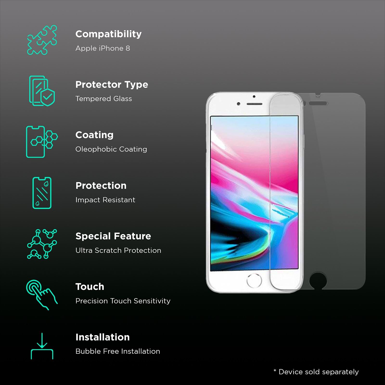 scratchgard SGTGIPHONE8 Tempered Glass for Apple iPhone 8 (Fingerprint Resistant) scratchgard SGTGIPHONE8 Tempered Glass for Apple iPhone 8 (Fingerprint Resistant)_2