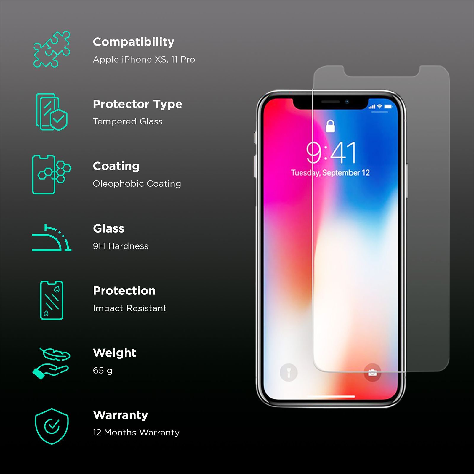 in base Tempered Glass Screen Protector for Apple iPhone XS and 11 Pro (Fingerprint Resistant)_3