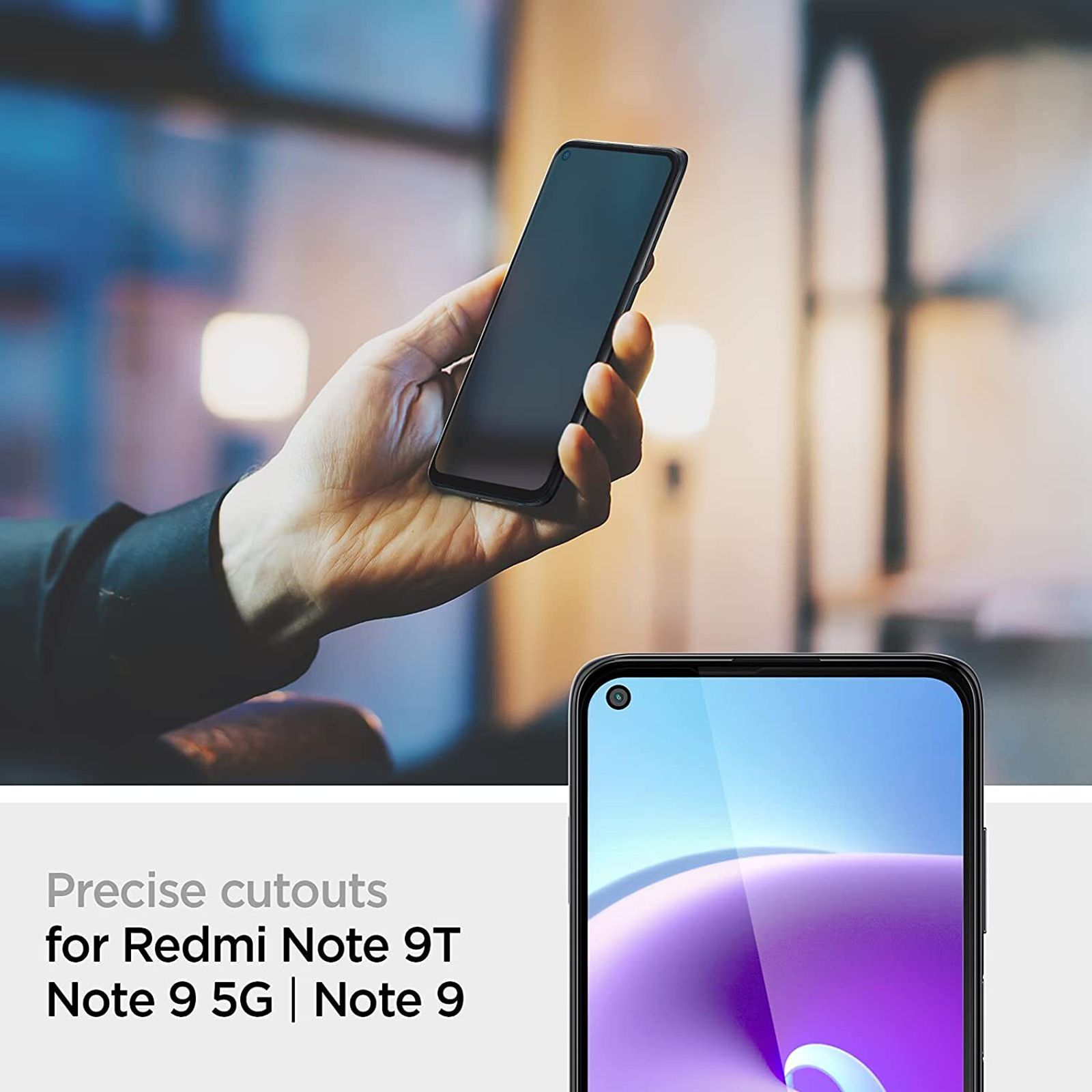 spigen GLAStR Slim Tempered Glass for Xiaomi Redmi Note 9, Note 9 5G, Note 9T (9H Screen Hardness)_4