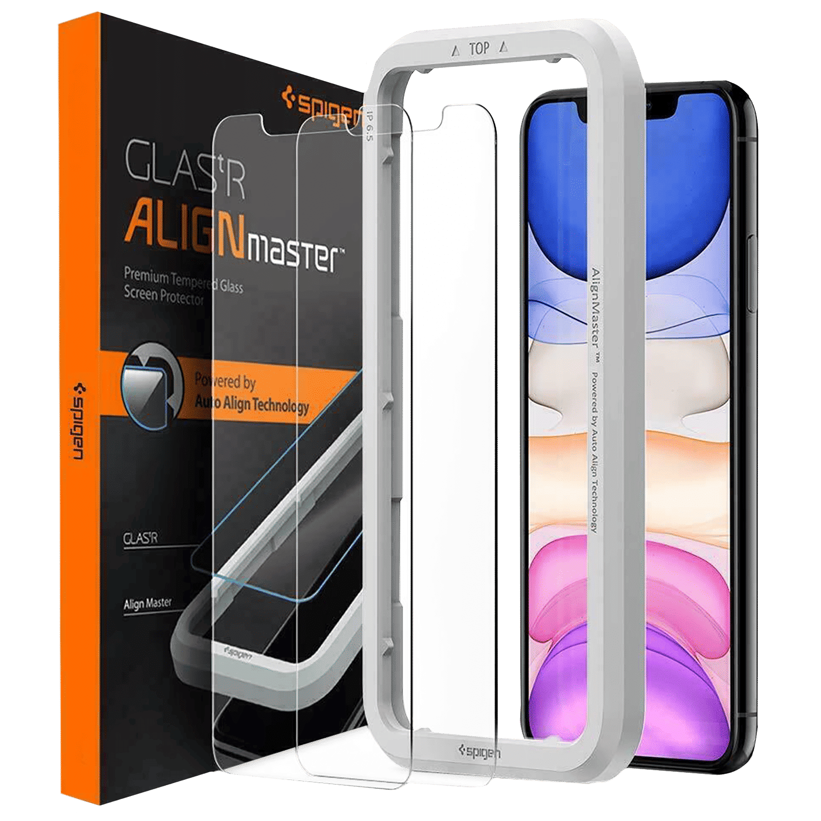 spigen GlastR Align Master Tempered Glass for Apple iPhone 11, XR (9H Hardness)_1