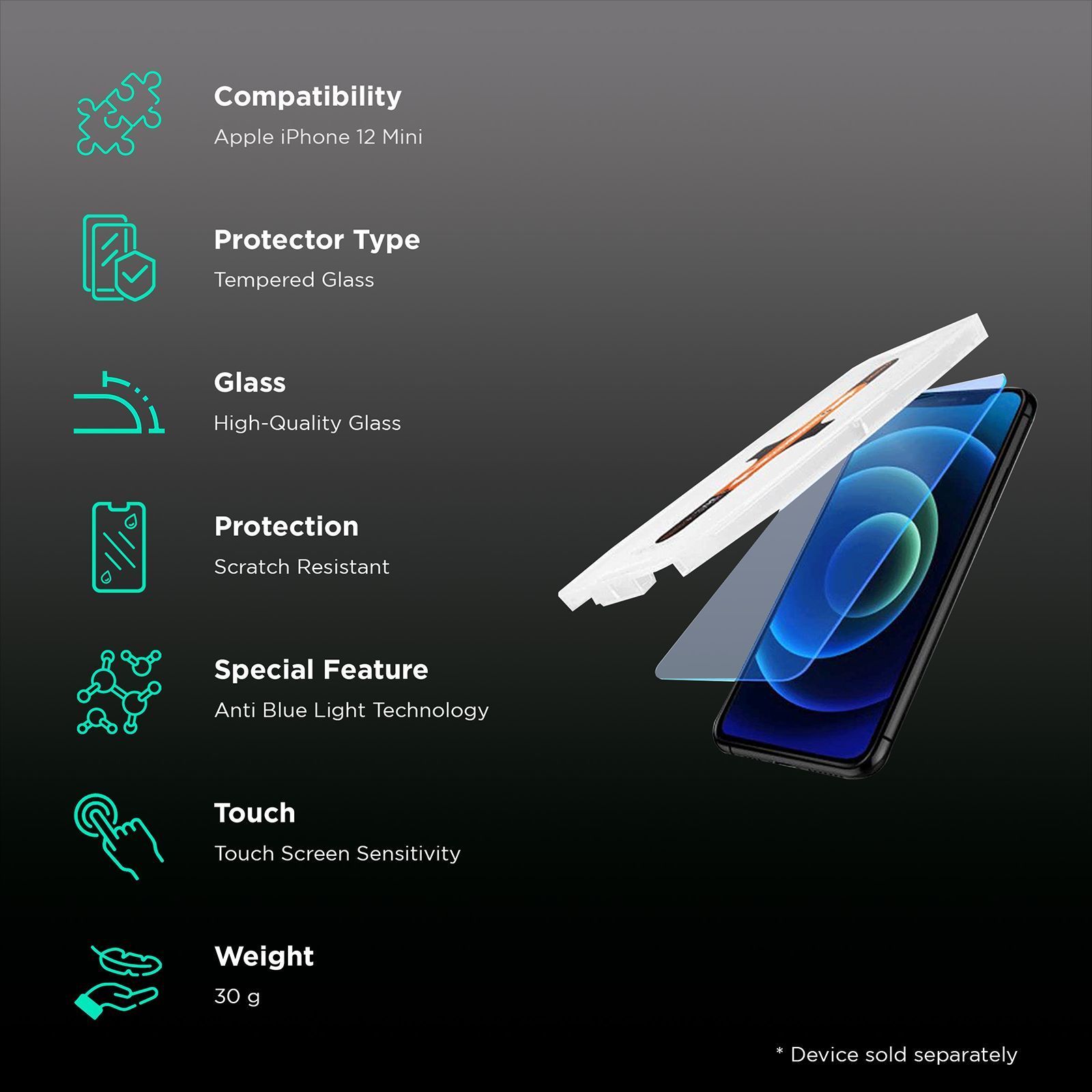 spigen GlastR EZ Fit Tempered Glass for Apple iPhone 12 Mini (Blue Light Filter)_2