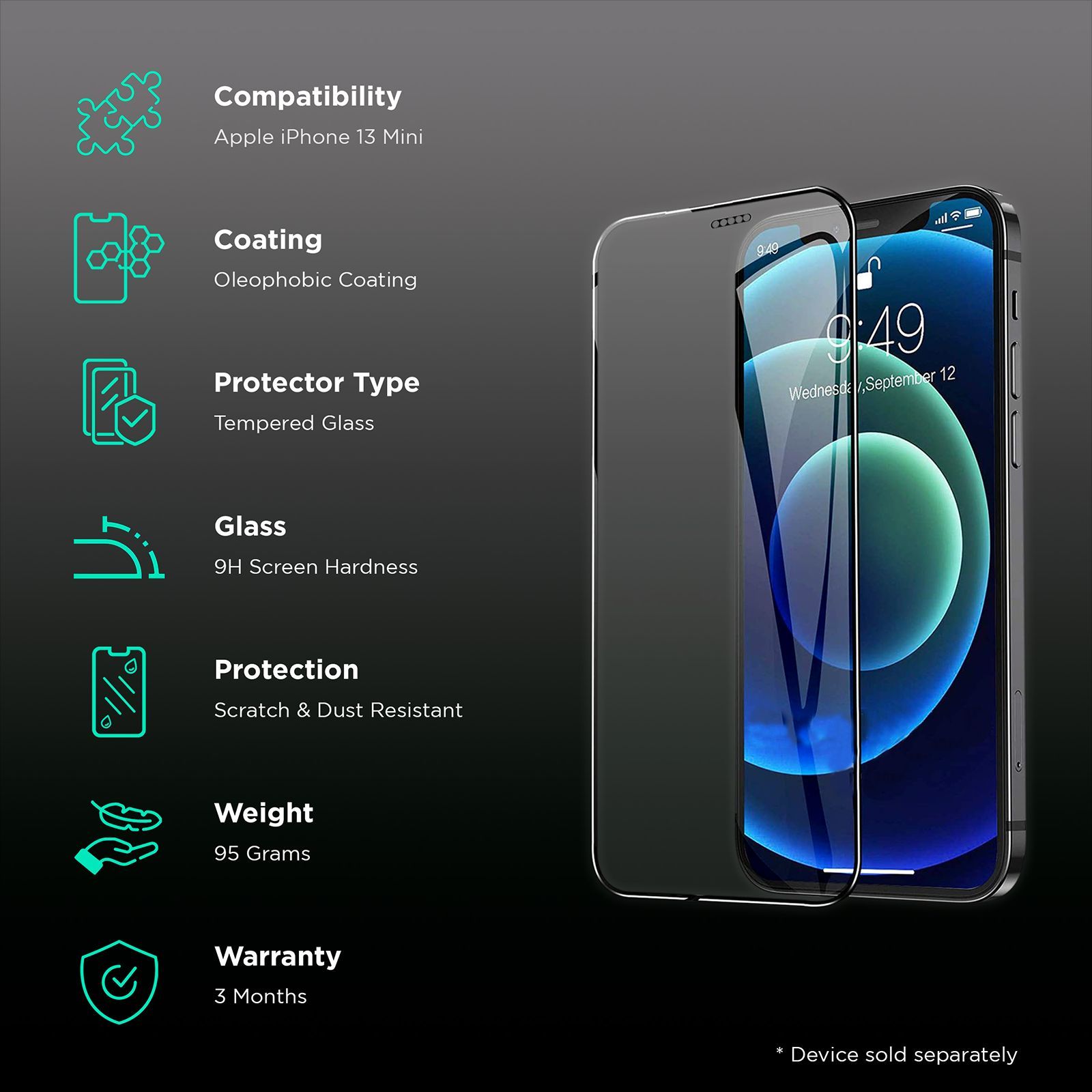 Dr. Vaku Tempered Glass for Apple iPhone 13 Mini (Anti Dust Technology)_2