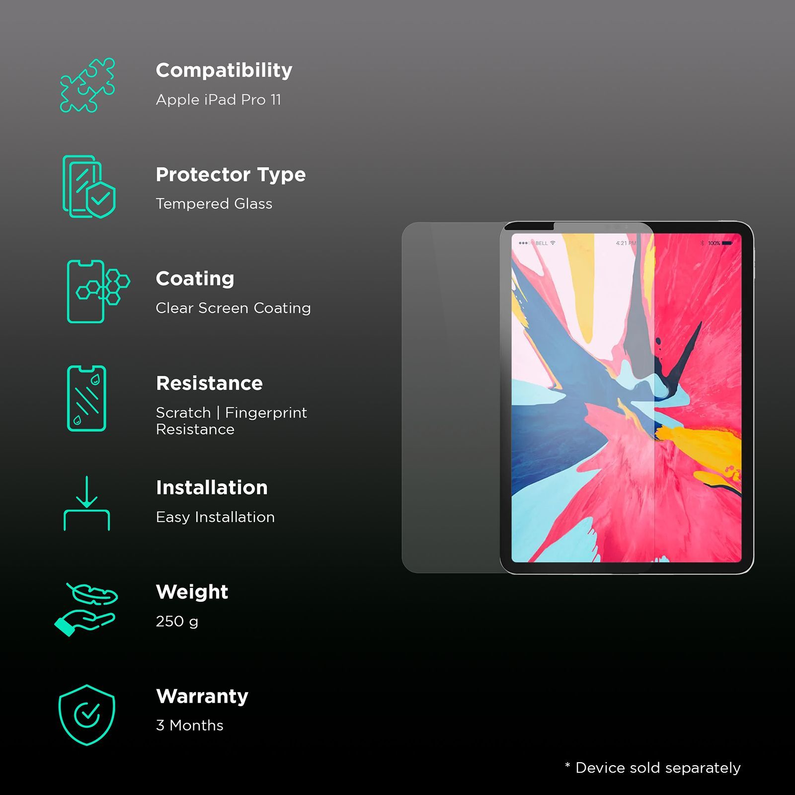 GRIPP GRIP20TCC Tempered Glass for iPad Pro 4th Gen 11inch, iPad Pro 12.9 inch (9H Screen Hardness) GRIPP GRIP20TCC Tempered Glass for iPad Pro 4th Gen 11inch, iPad Pro 12.9 inch (9H Screen Hardness)_3