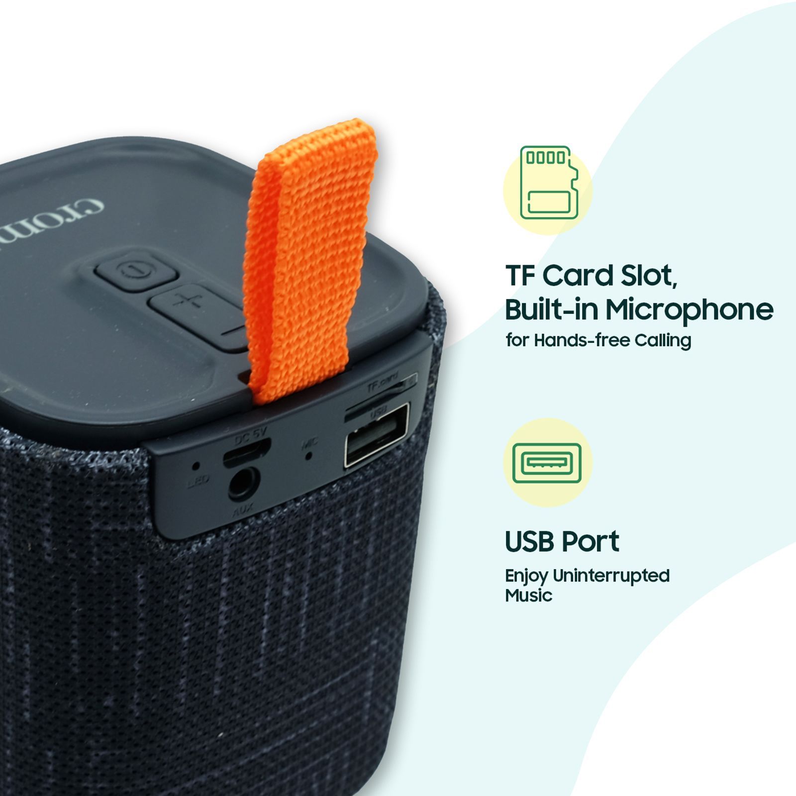 Croma Kube 5 Watts Portable Bluetooth Speaker (True Wireless Function, Black) Croma Kube 5 Watts Portable Bluetooth Speaker (True Wireless Function, Black)_5