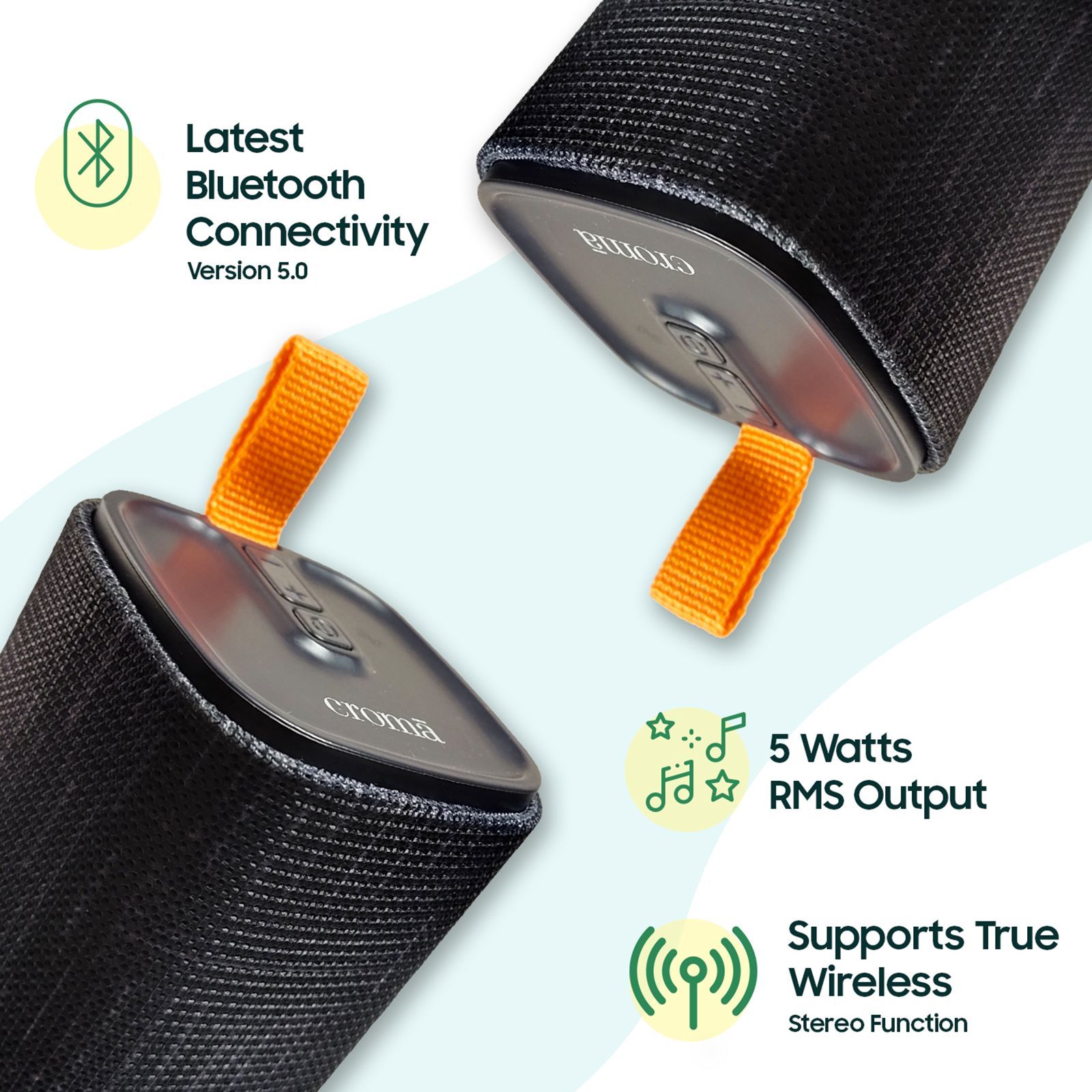 Croma Kube 5 Watts Portable Bluetooth Speaker (True Wireless Function, Black) Croma Kube 5 Watts Portable Bluetooth Speaker (True Wireless Function, Black)_6