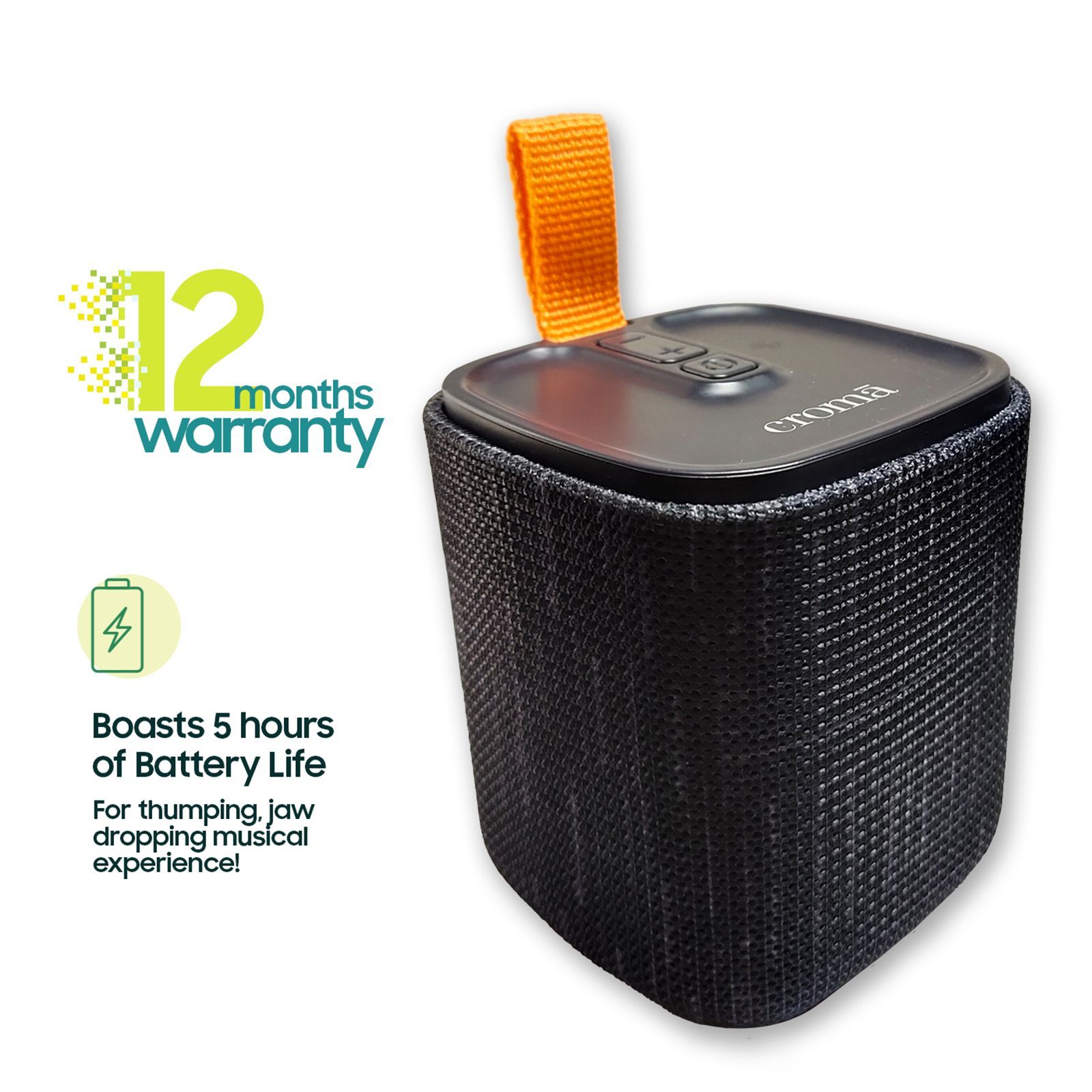 Croma Kube 5 Watts Portable Bluetooth Speaker (True Wireless Function, Black) Croma Kube 5 Watts Portable Bluetooth Speaker (True Wireless Function, Black)_8