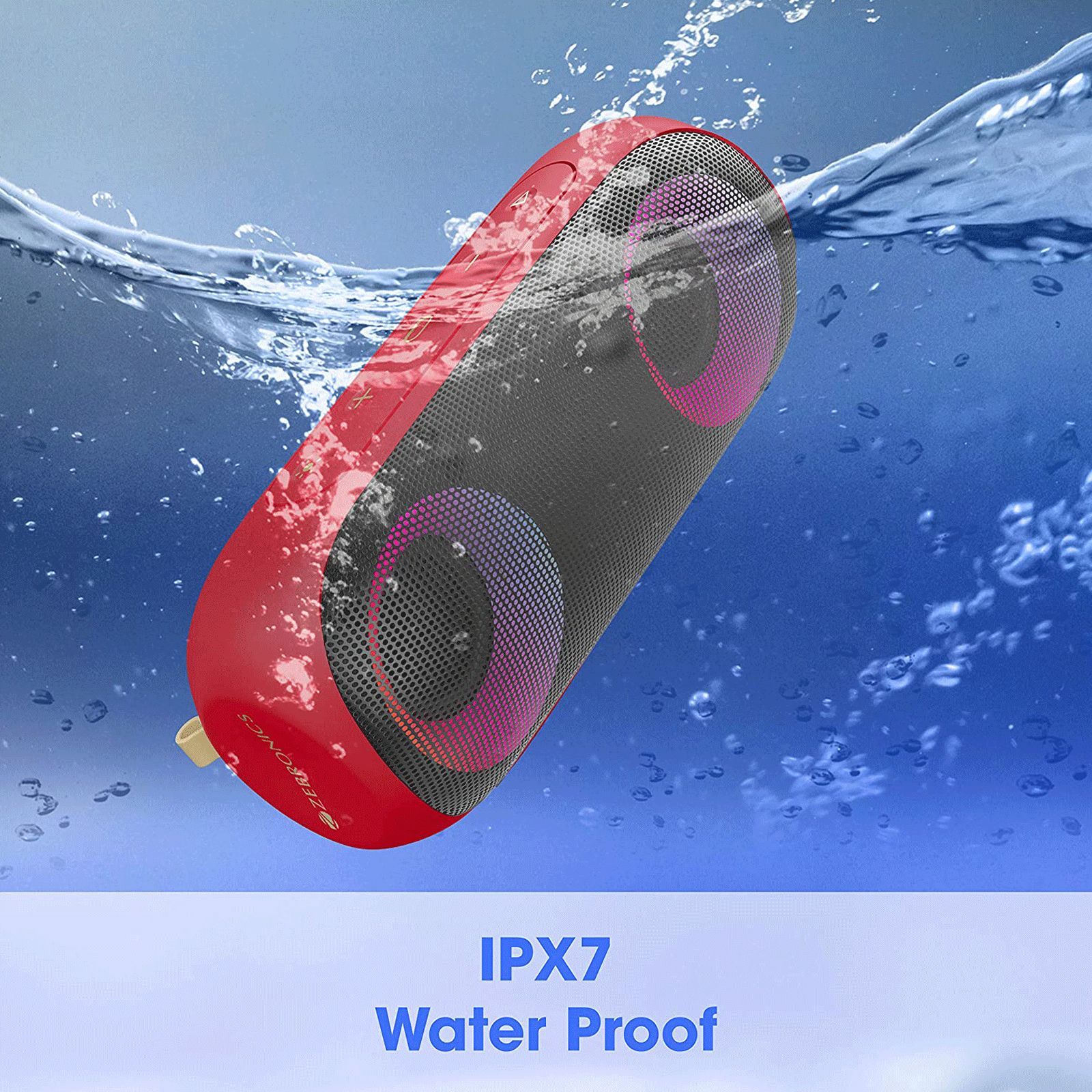 ZEBRONICS Zeb-Music Bomb X 20W Portable Bluetooth Speaker (IPX7 Waterproof, RGB LED Lights, Red)_6