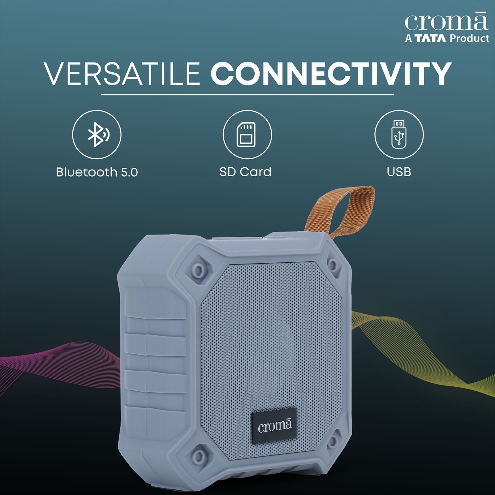 Croma 5W Portable Bluetooth Speaker (Water Proof, 21 Hours Playback Time, True Wireless Stereo Function, Grey)_4