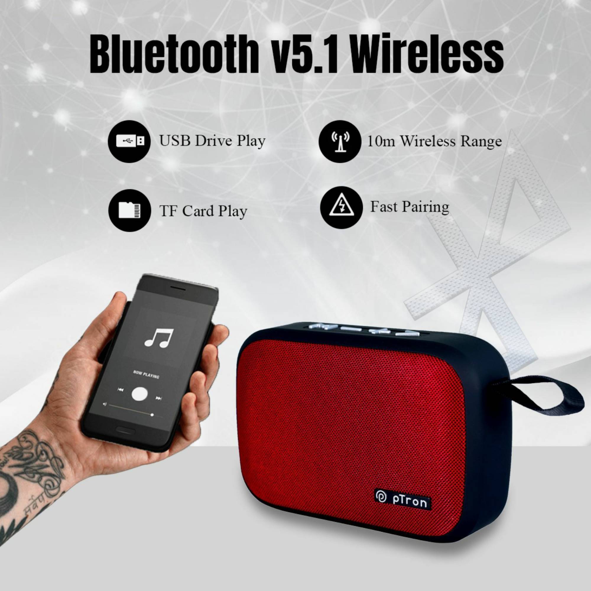 pTron Sonor Evo 5W Portable Bluetooth Speaker (Integrated Music & Call Control, Mono Channel, Red) pTron Sonor Evo 5W Portable Bluetooth Speaker (Integrated Music & Call Control, Mono Channel, Red)_3