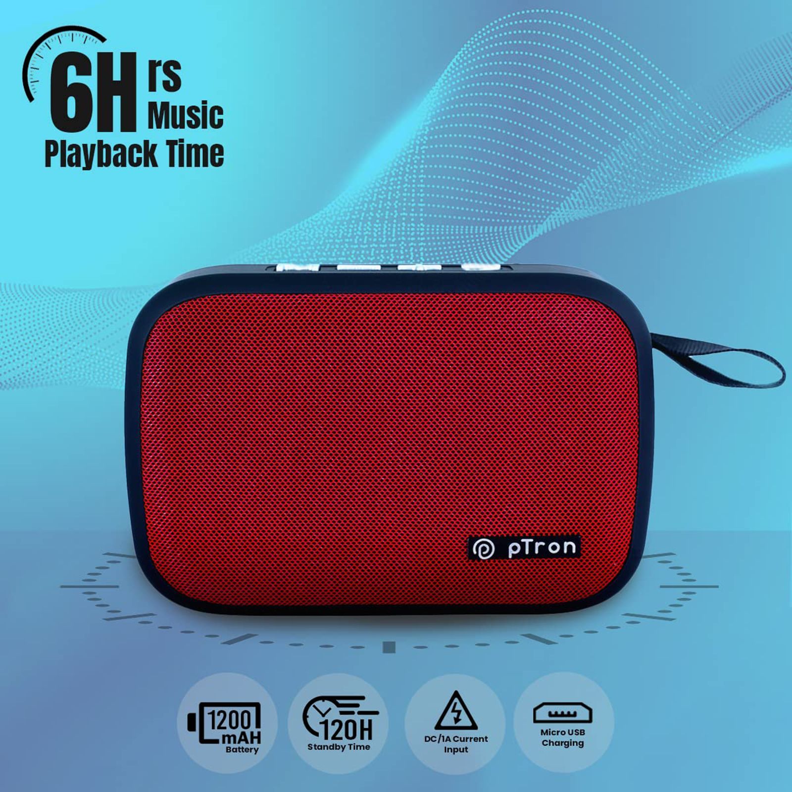 pTron Sonor Evo 5W Portable Bluetooth Speaker (Integrated Music & Call Control, Mono Channel, Red) pTron Sonor Evo 5W Portable Bluetooth Speaker (Integrated Music & Call Control, Mono Channel, Red)_6