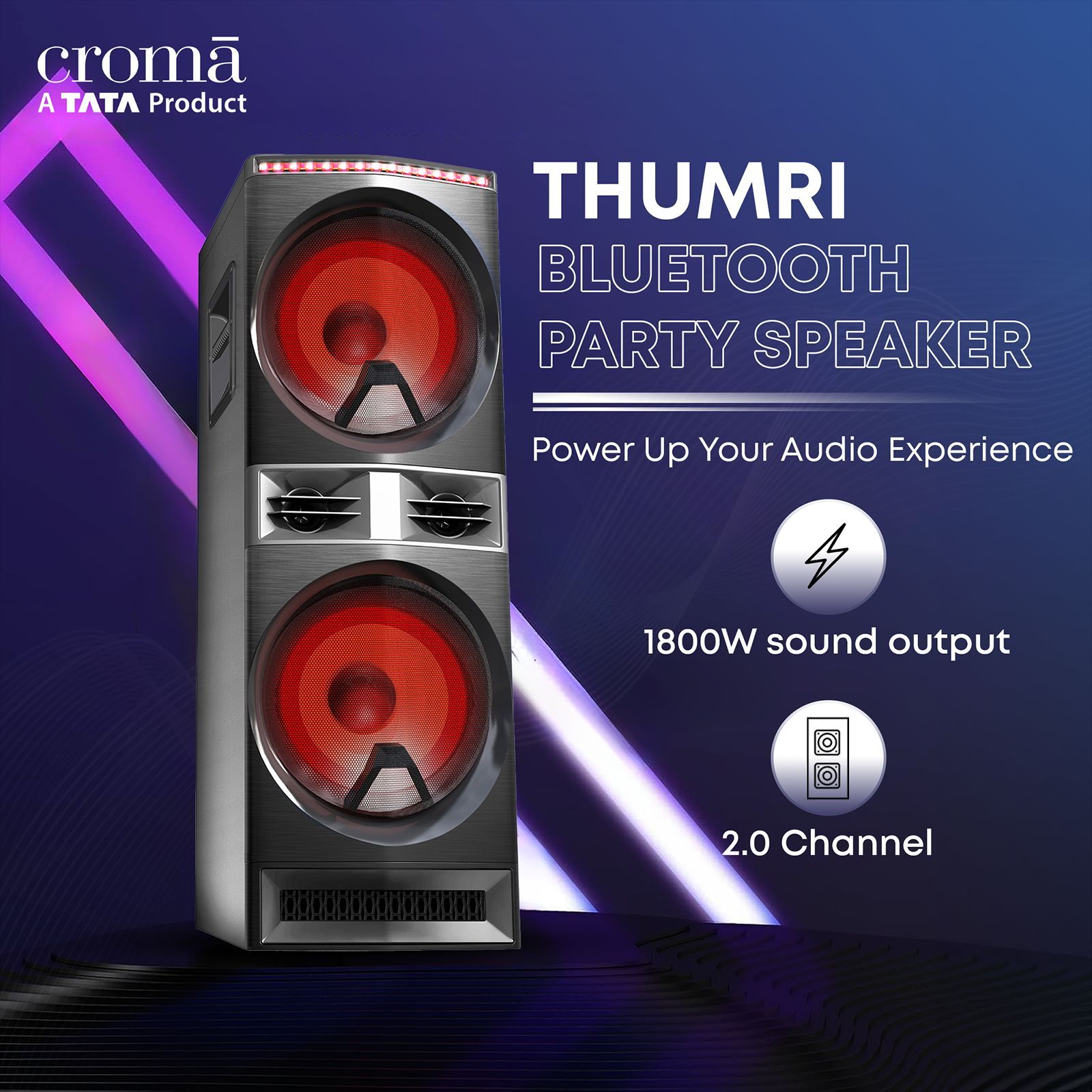 Croma Thumri 1800W Bluetooth Party Speaker with Mic (Preset Equalizer Modes, 2.0 Channel, Black) Croma Thumri 1800W Bluetooth Party Speaker with Mic (Preset Equalizer Modes, 2.0 Channel, Black)_11